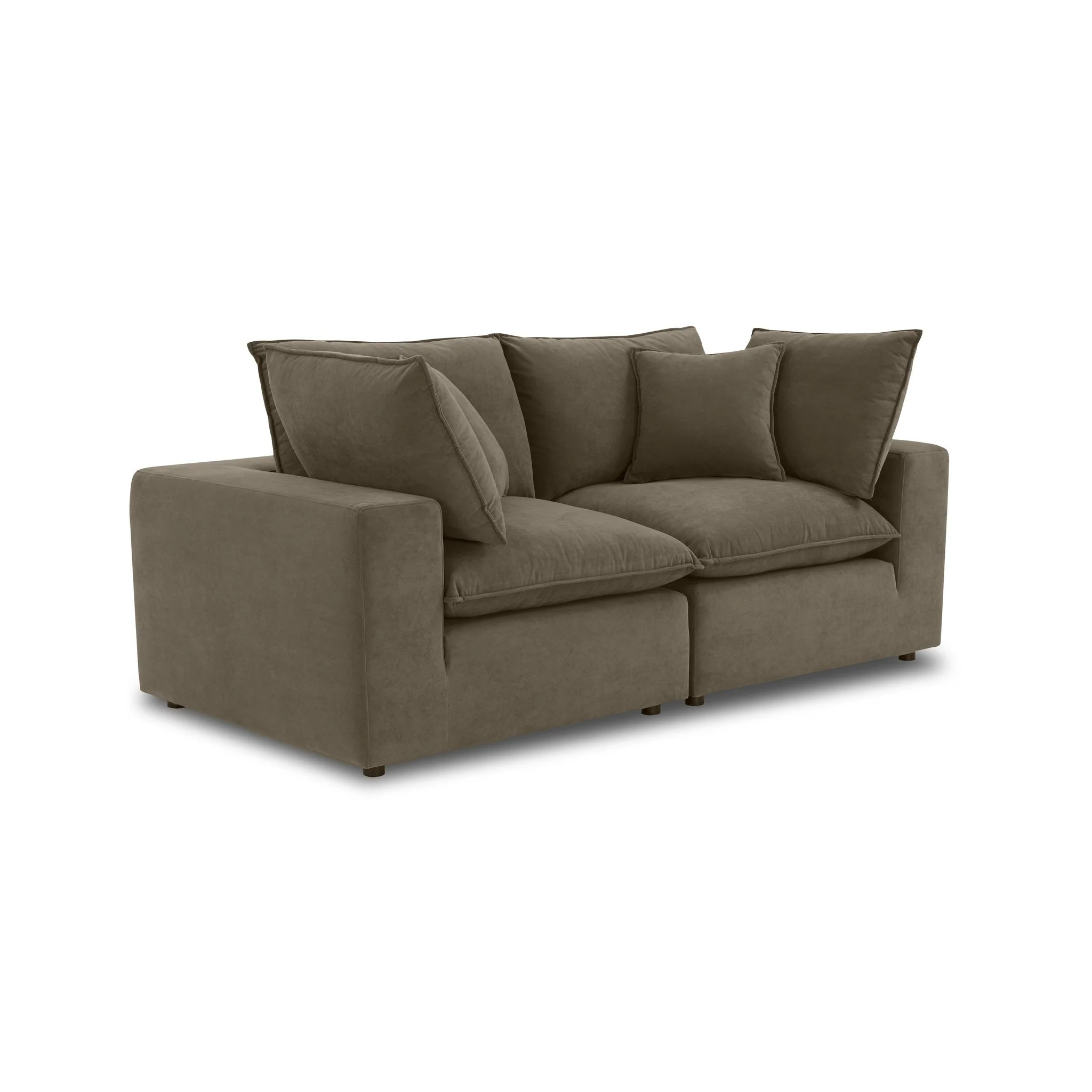 Cali Chocolate Brown Performance Velvet Modular Loveseat - Image 3