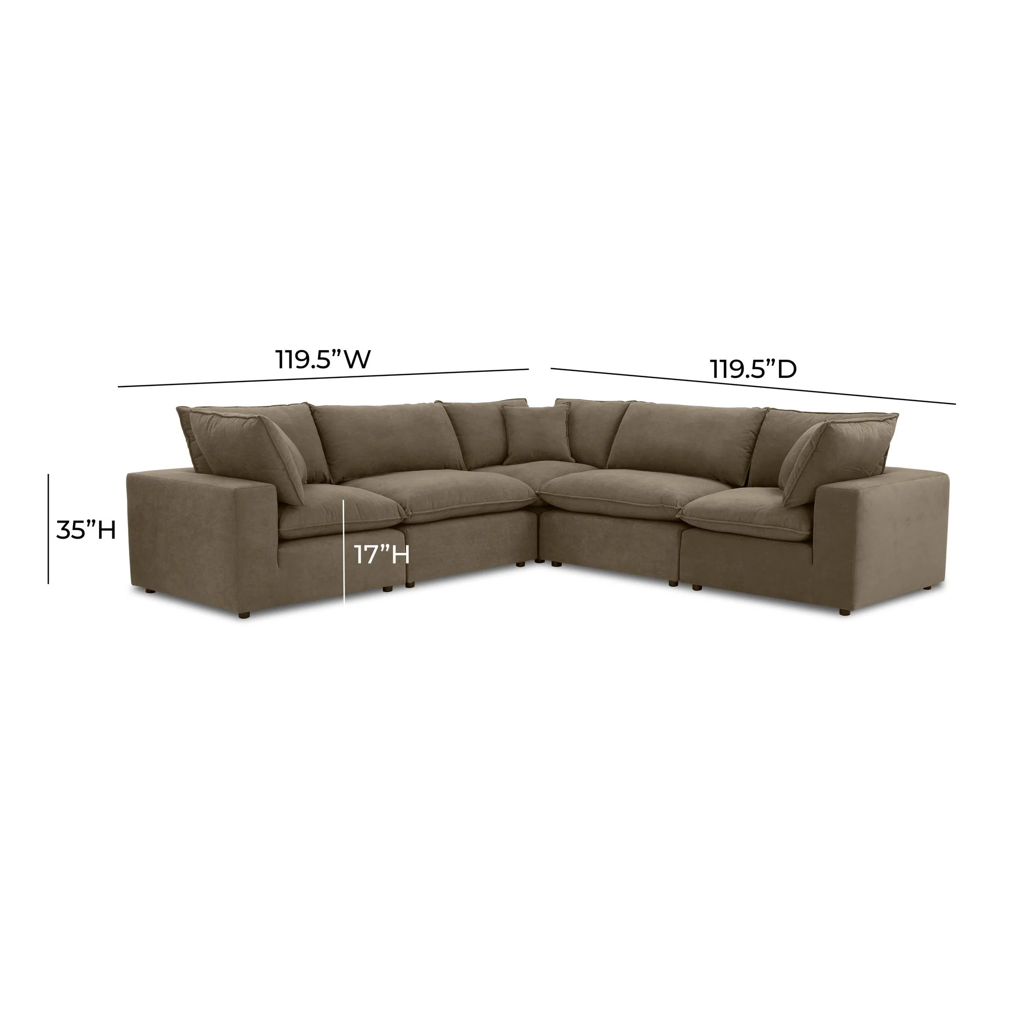 Cali Chocolate Brown Performance Velvet Modular Sectional - Image 10