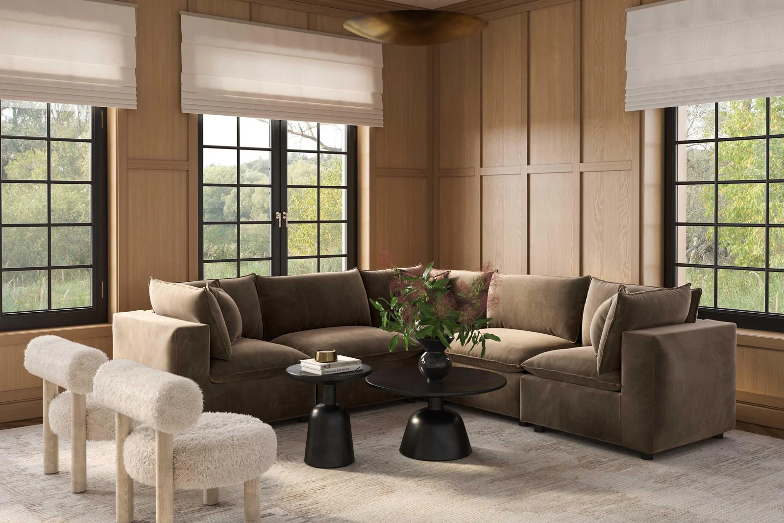 Cali Chocolate Brown Performance Velvet Modular Sofa - Image 11