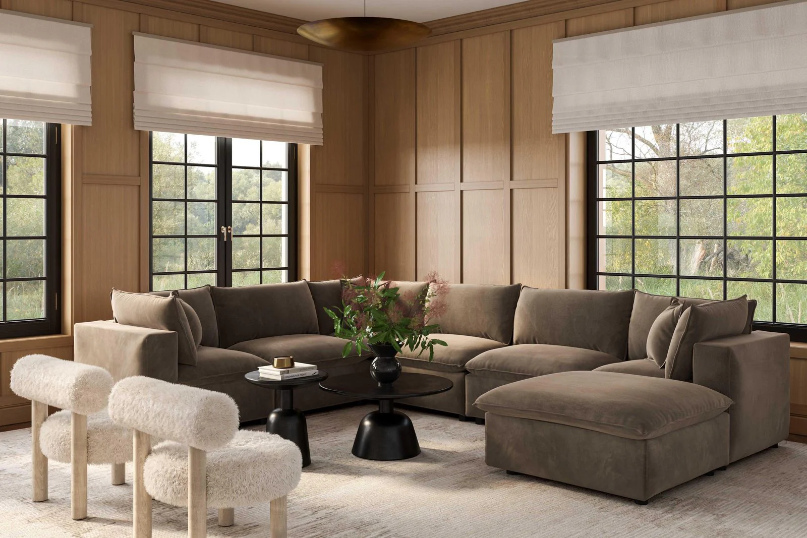 Cali Chocolate Brown Performance Velvet Modular Sofa - Image 12