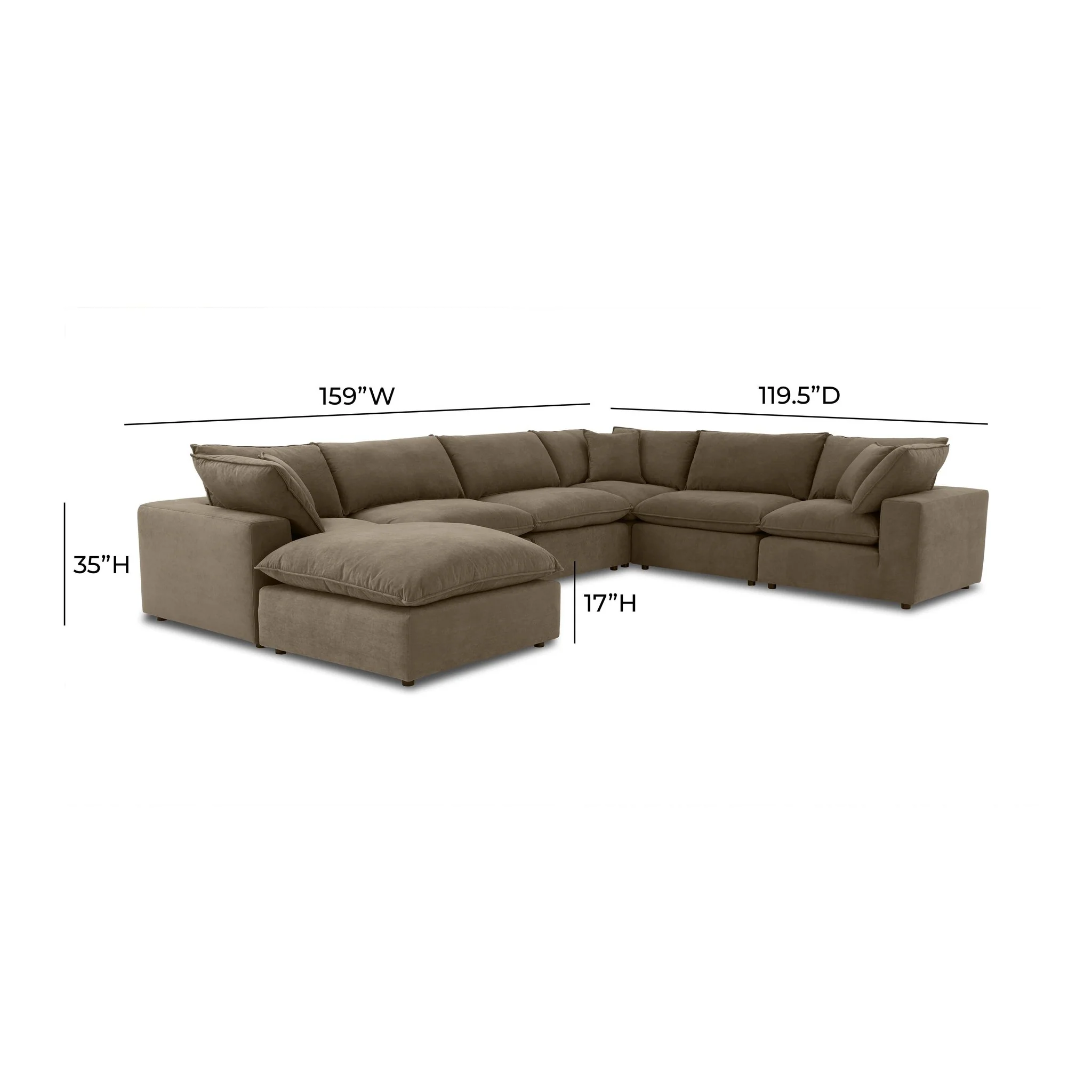 Cali Chocolate Brown Performance Velvet Modular Sofa - Image 26