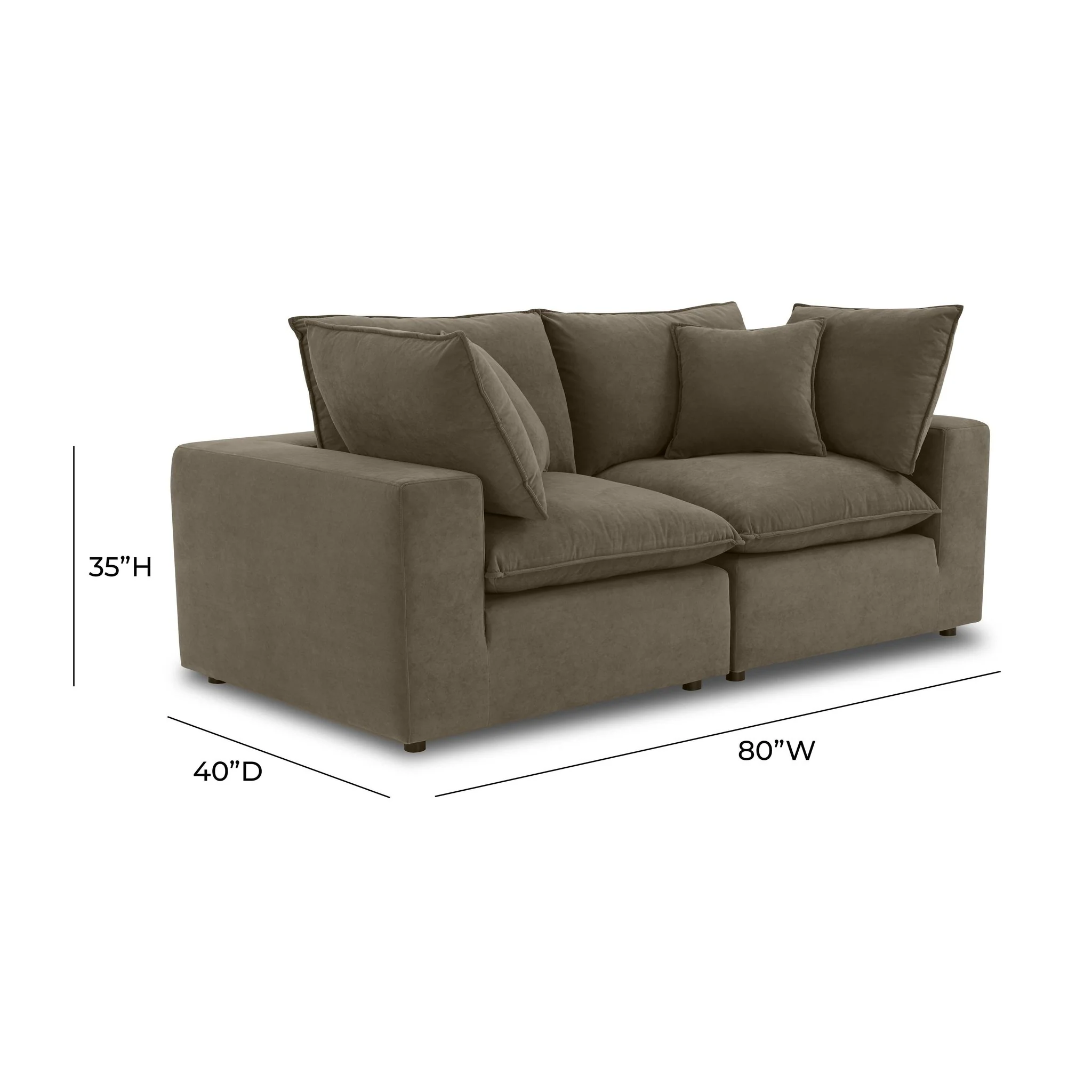 Cali Chocolate Brown Performance Velvet Modular Sofa - Image 41