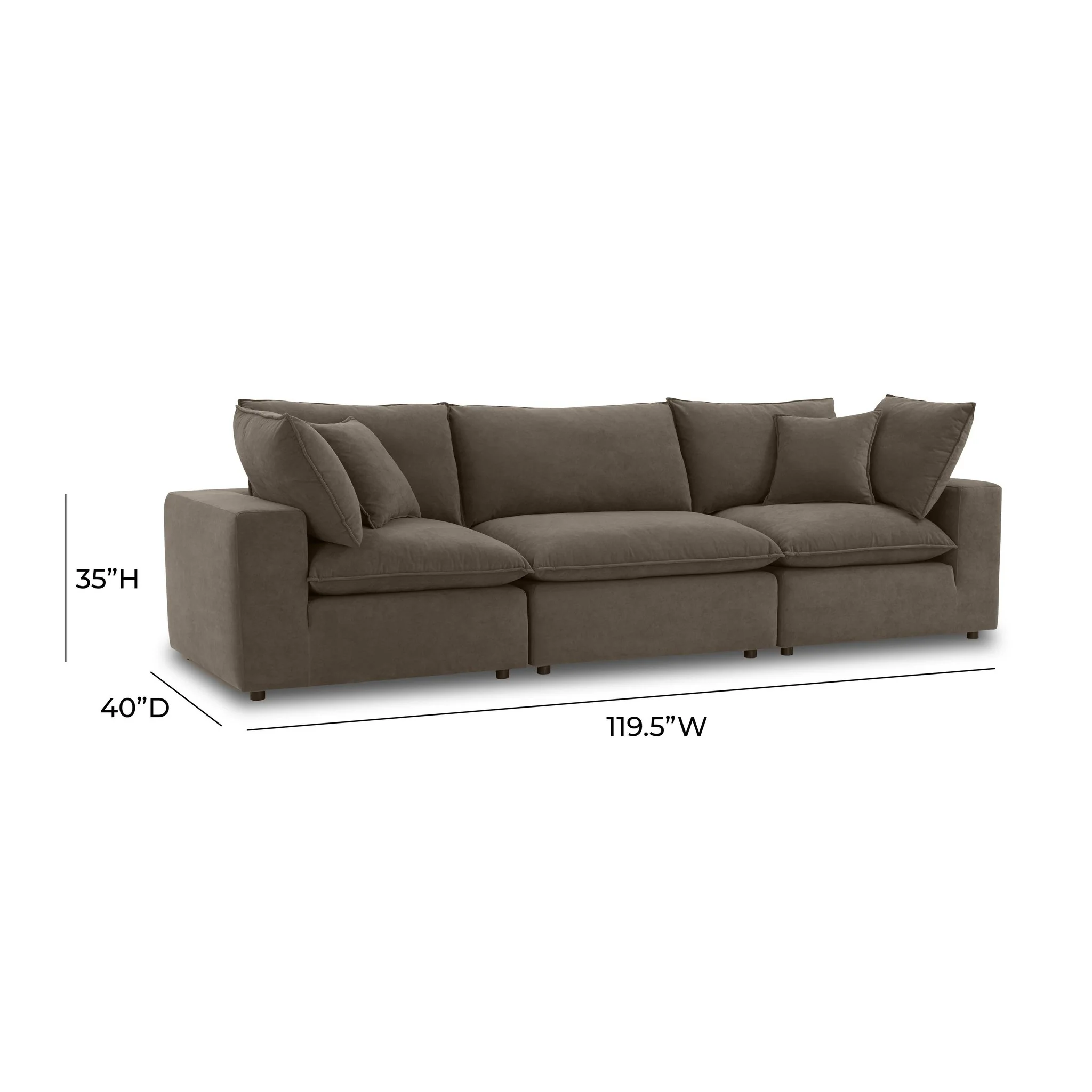 Cali Chocolate Brown Performance Velvet Modular Sofa - Image 38