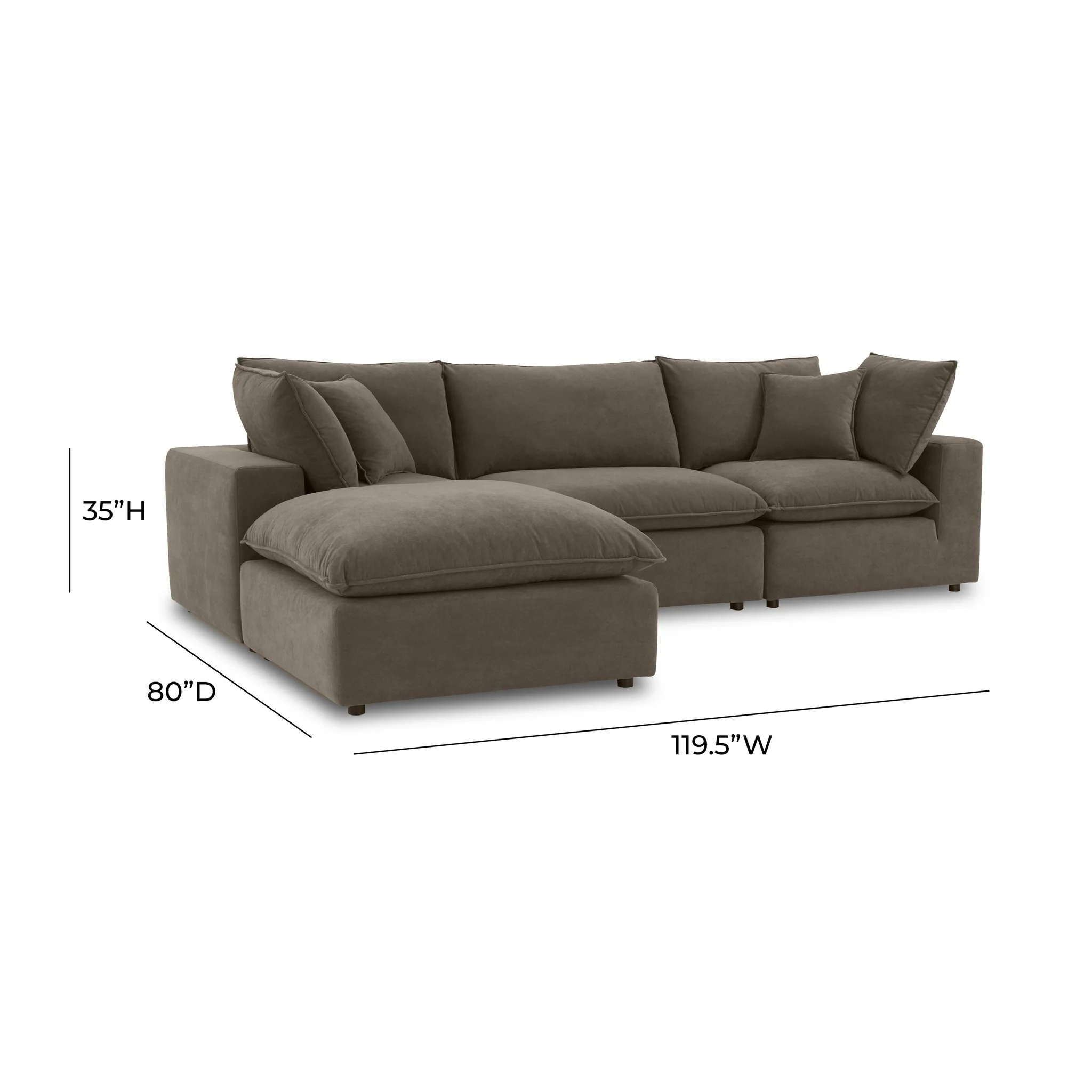 Cali Chocolate Brown Performance Velvet Modular Sofa - Image 37