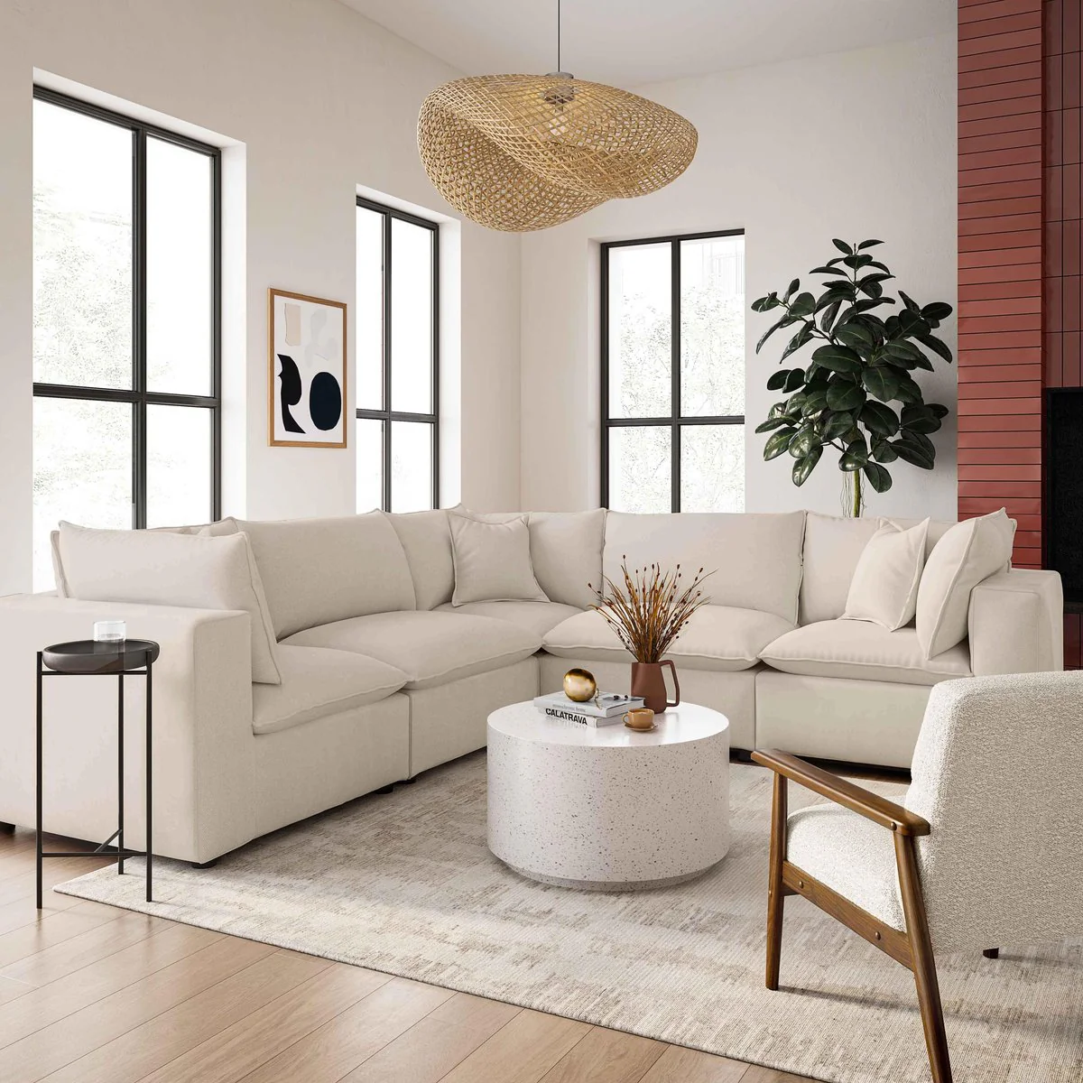 Cali Natural Performance Fabric Armless Chair - Image 2