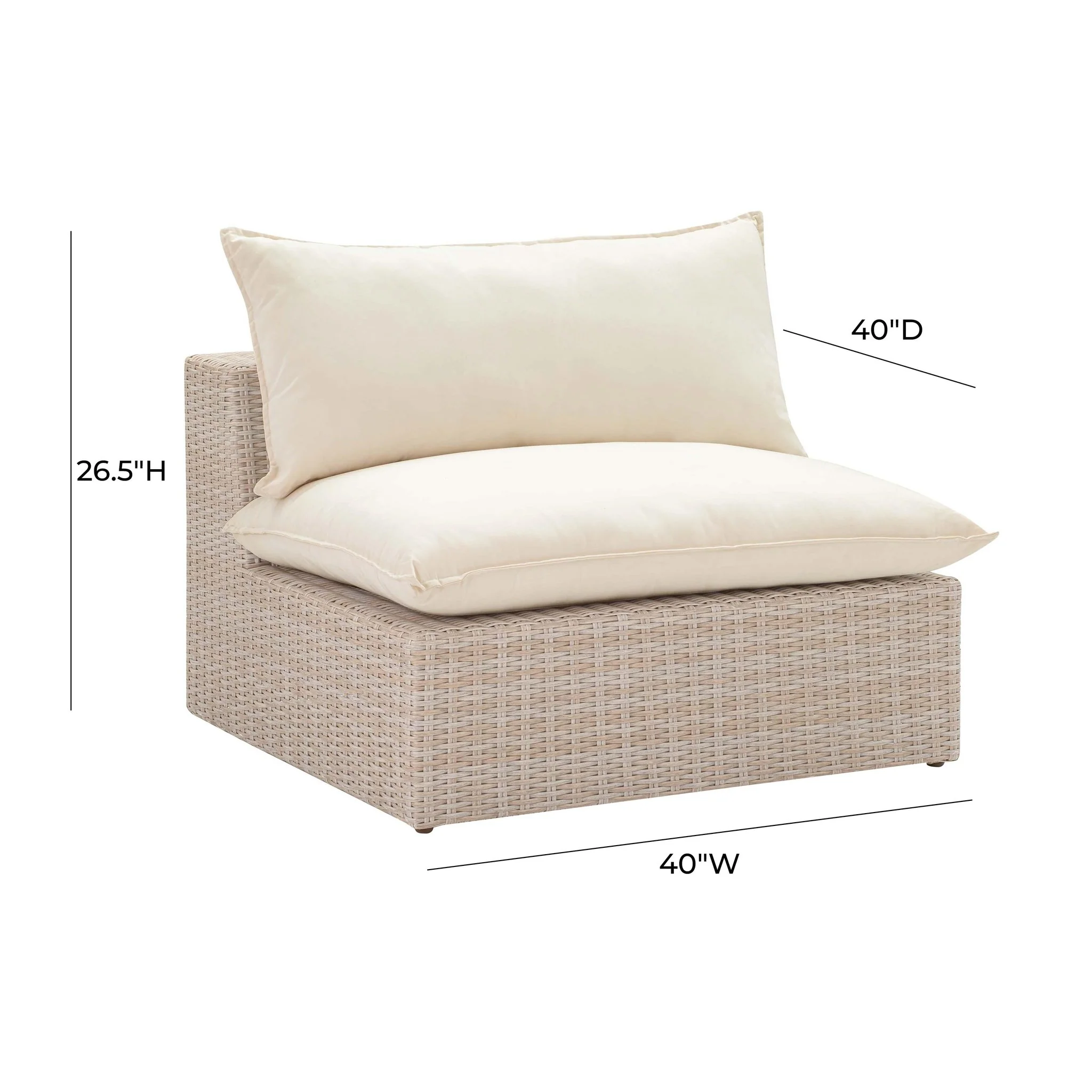 Cali Natural Wicker Outdoor Armless Chair - Image 7