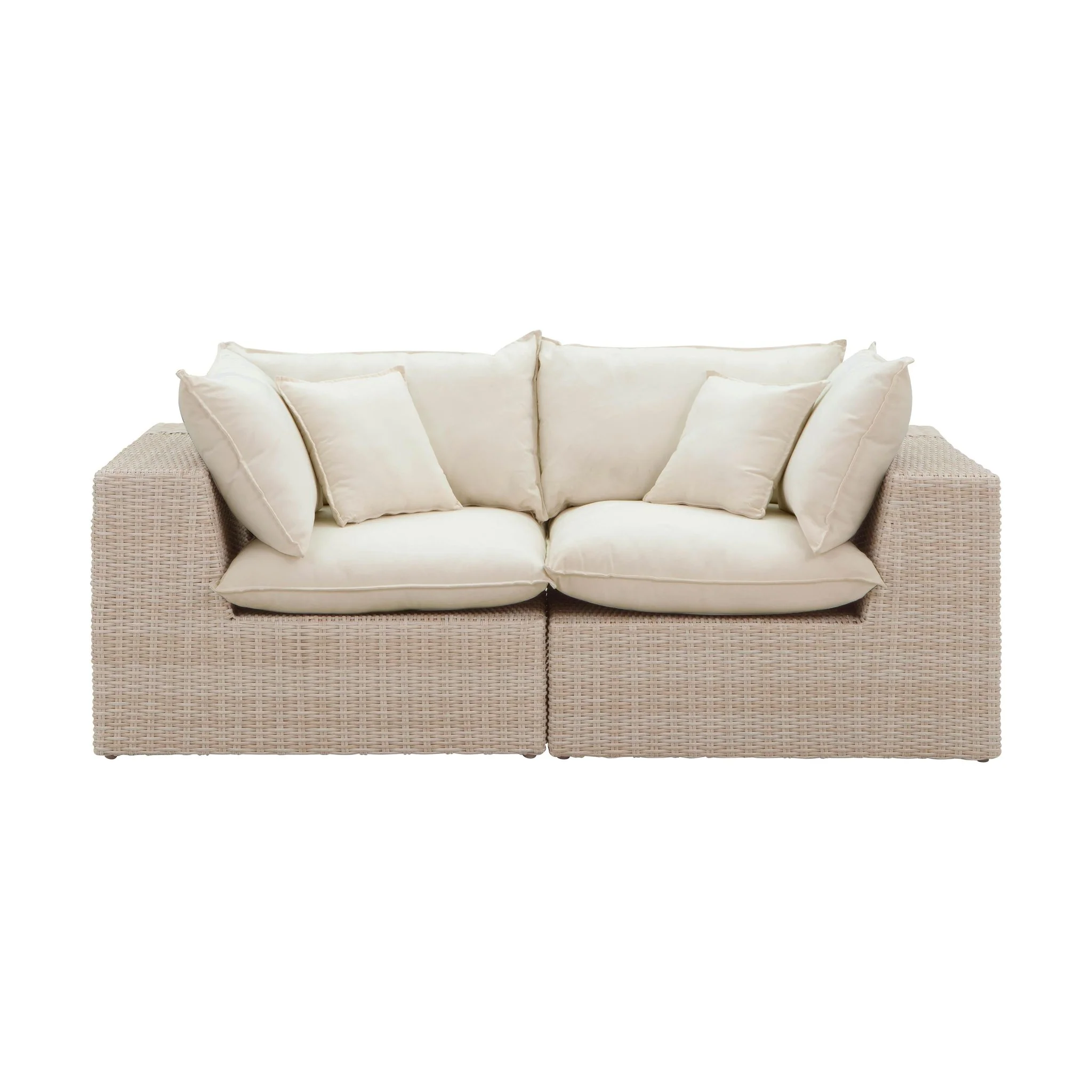 Cali Natural Wicker Outdoor Modular Loveseat - Image 3