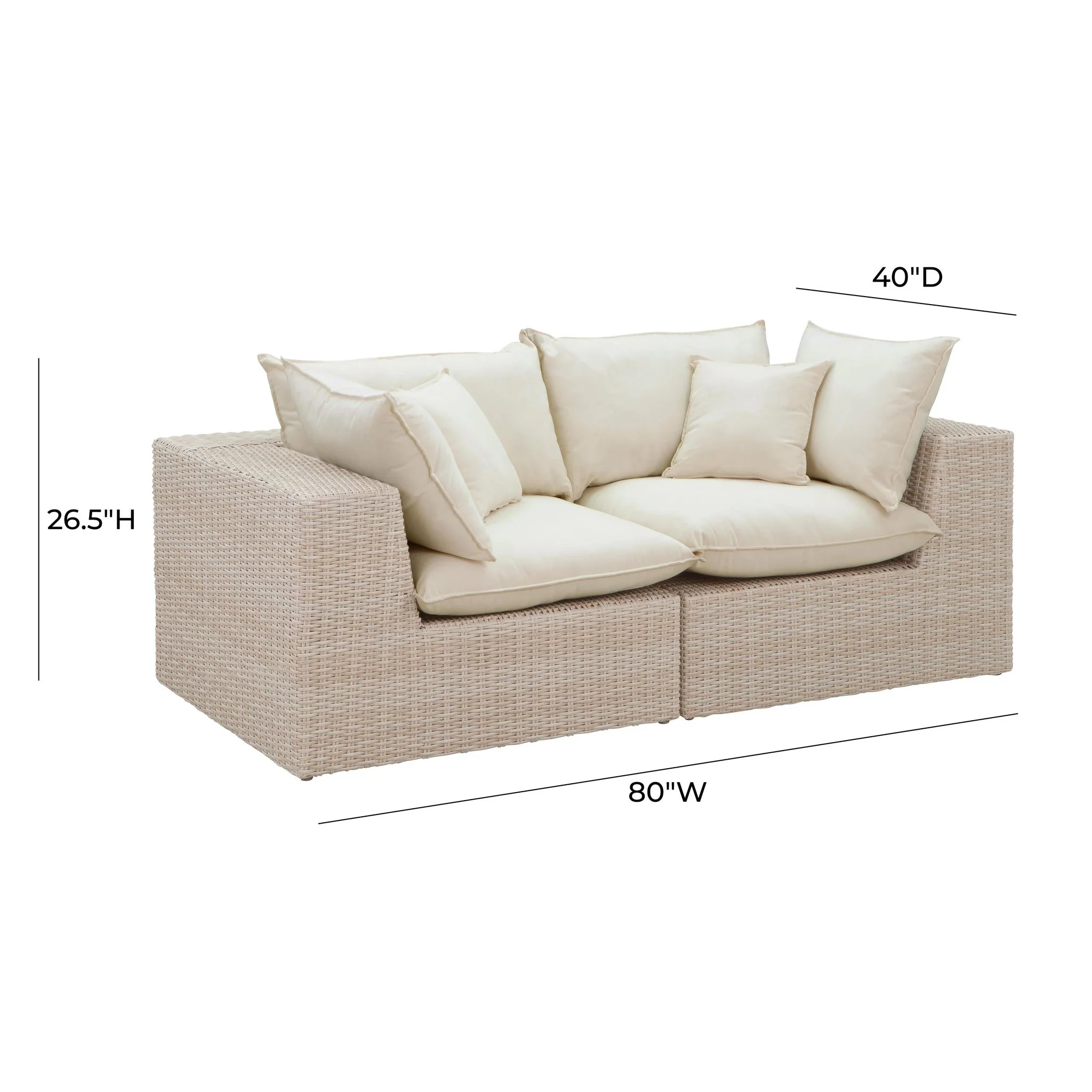 Cali Natural Wicker Outdoor Modular Loveseat - Image 8