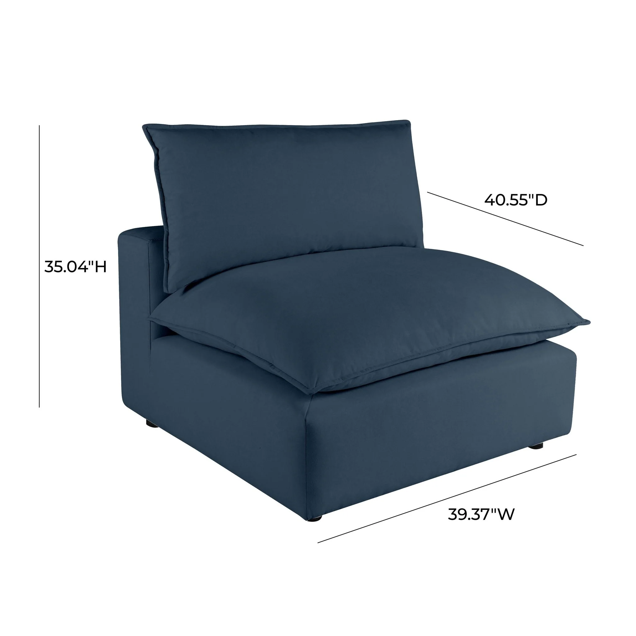Cali Navy Performance Fabric Armless Chair - Image 7