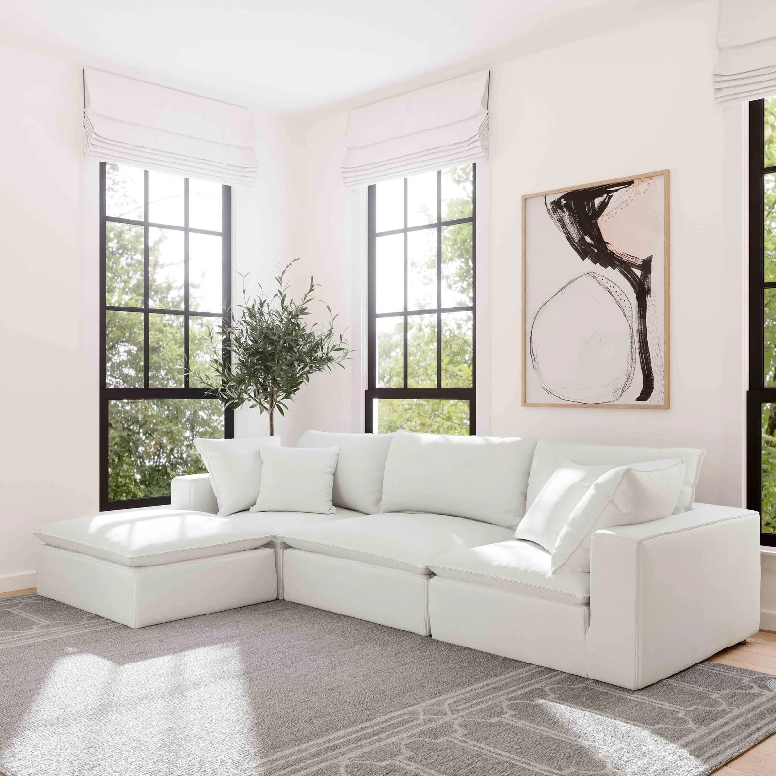 Cali Pearl Performance Fabric Corner Chair - Image 2