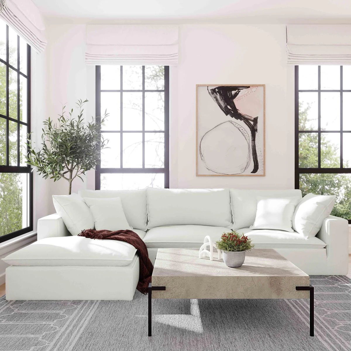 Cali Pearl Performance Fabric Corner Chair - Image 8