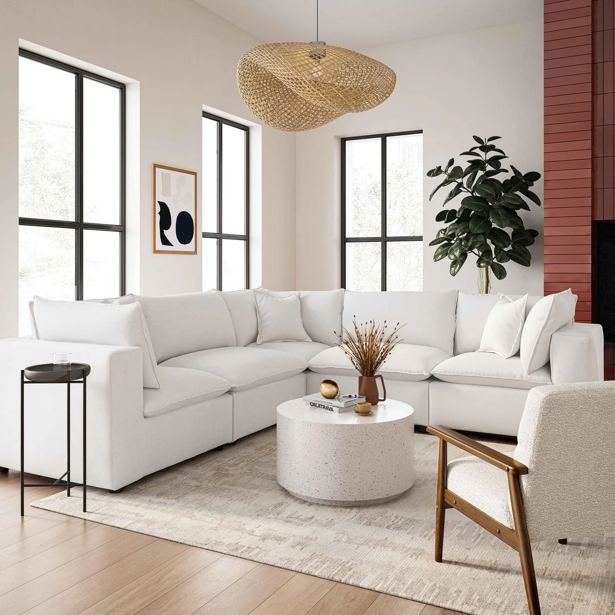 Cali Pearl Performance Fabric Modular L-Sectional - Image 2