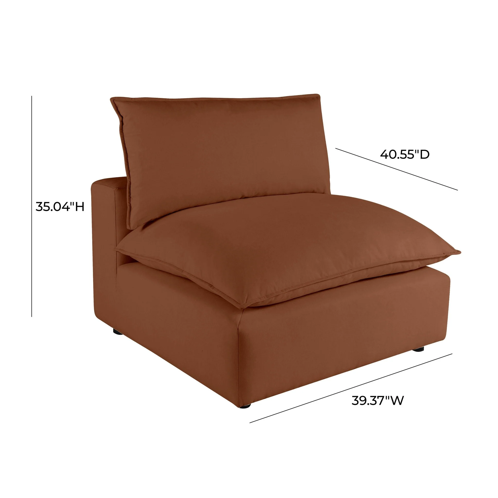 Cali Rust Performance Fabric Armless Chair - Image 6