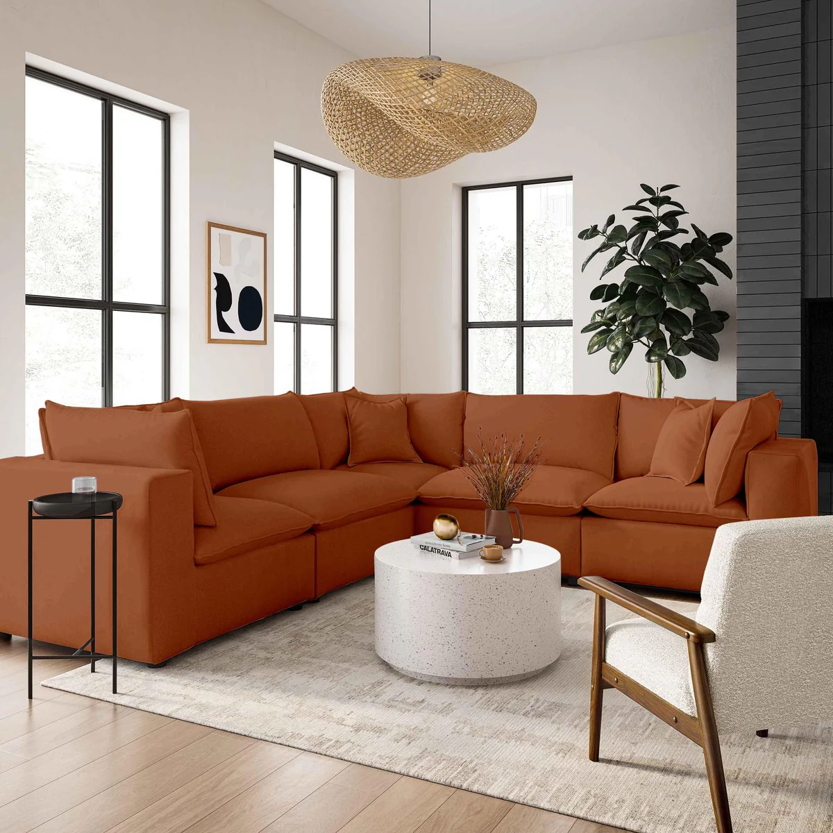 Cali Rust Performance Fabric Modular L-Sectional - Image 2