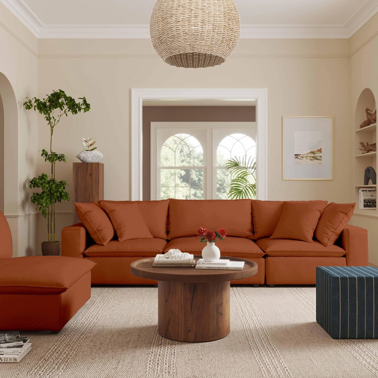 Cali Rust Performance Fabric Modular Sofa - Image 2