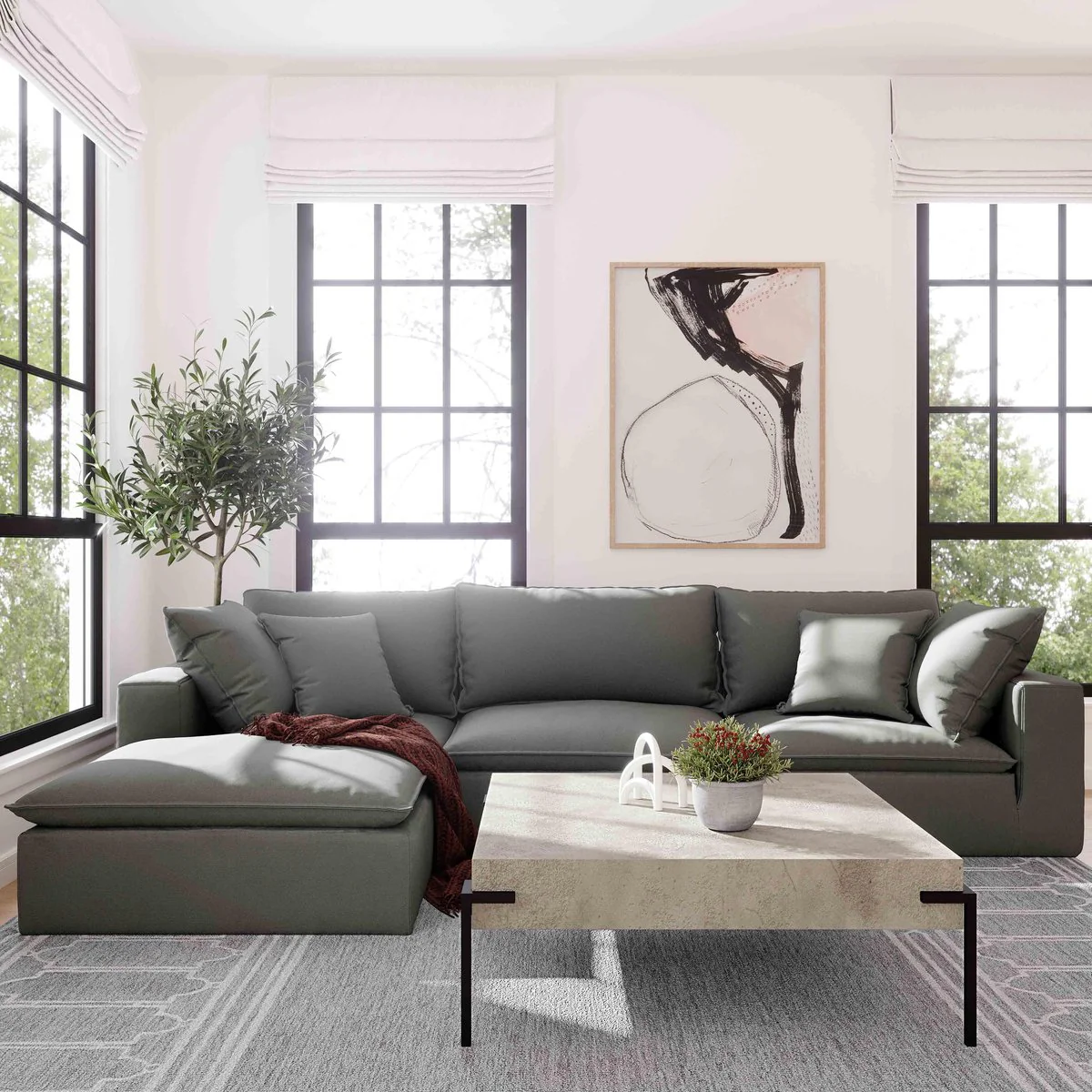 Cali Slate Performance Fabric Armless Chair - Image 7