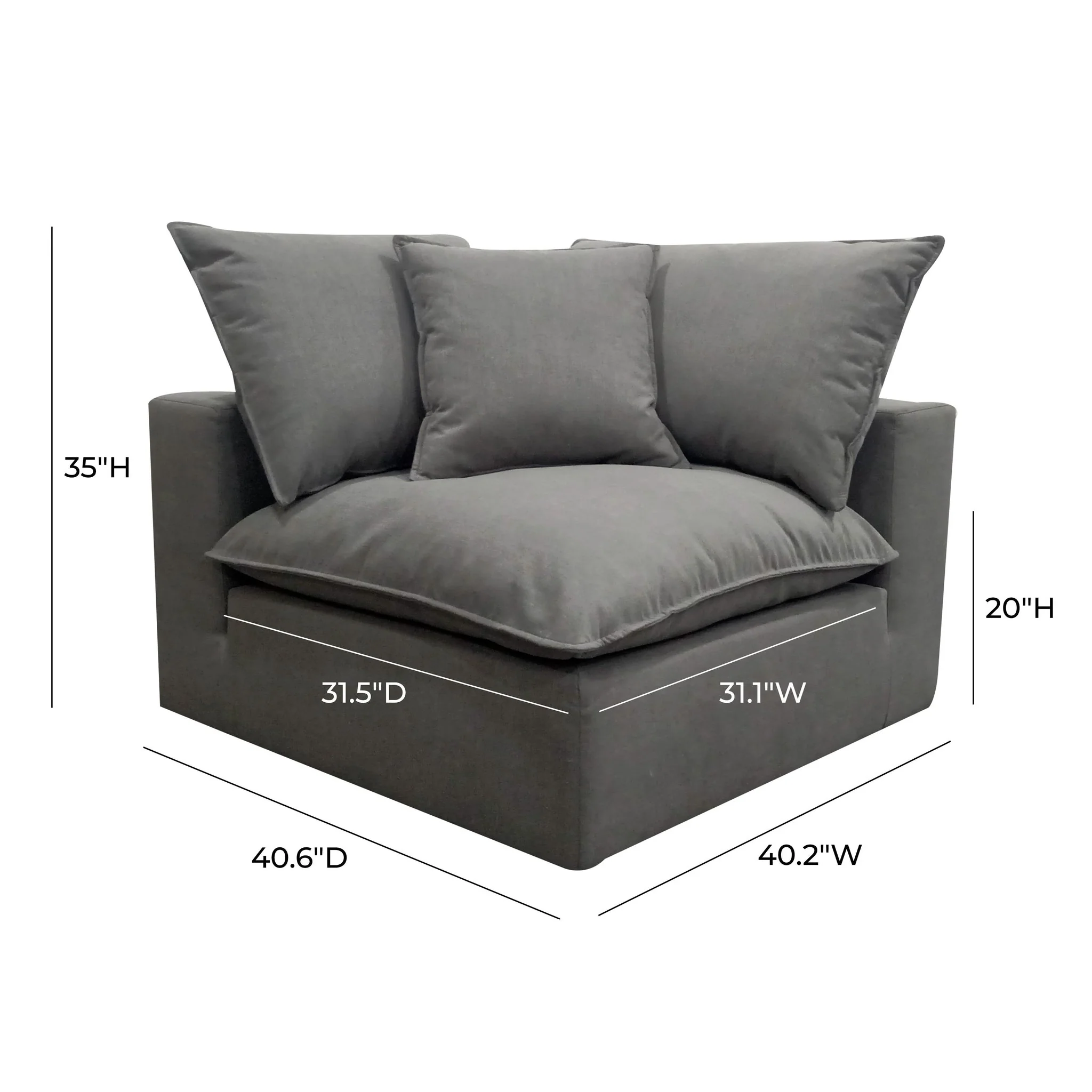 Cali Slate Performance Fabric Corner Chair - Image 7