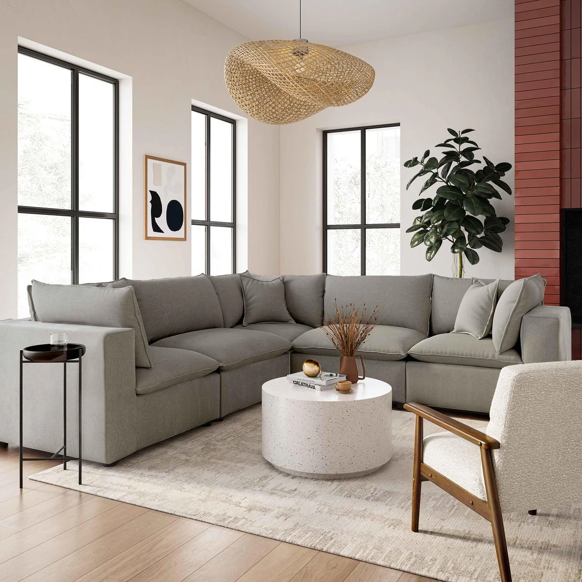Cali Slate Performance Fabric Modular L-Sectional - Image 2
