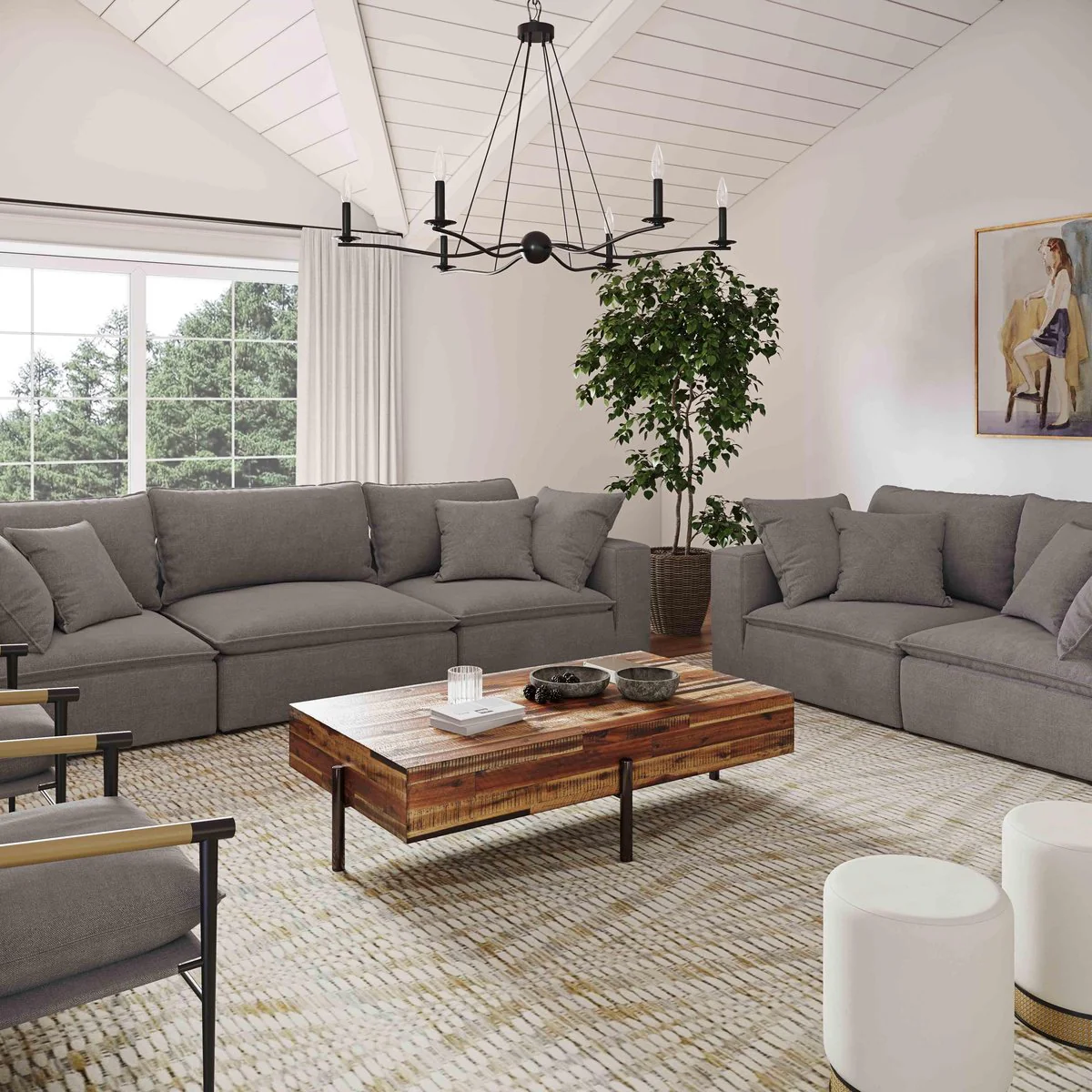 Cali Slate Performance Fabric Modular Loveseat - Image 2