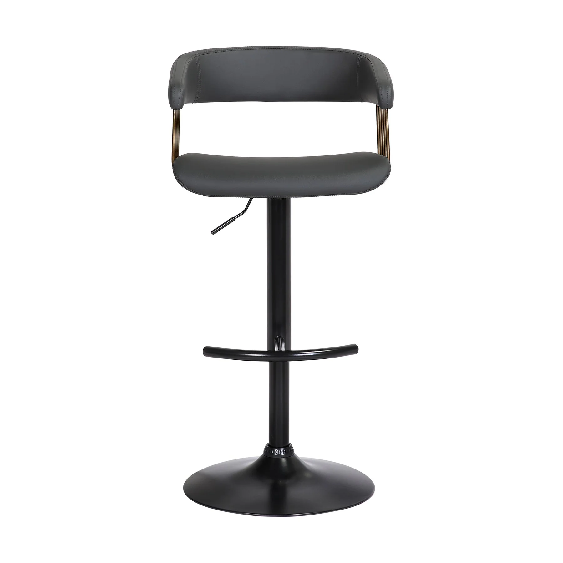 Calista Adjustable Bar Stool in Black Faux Leather with Golden Bronze and Black Metal - Image 2