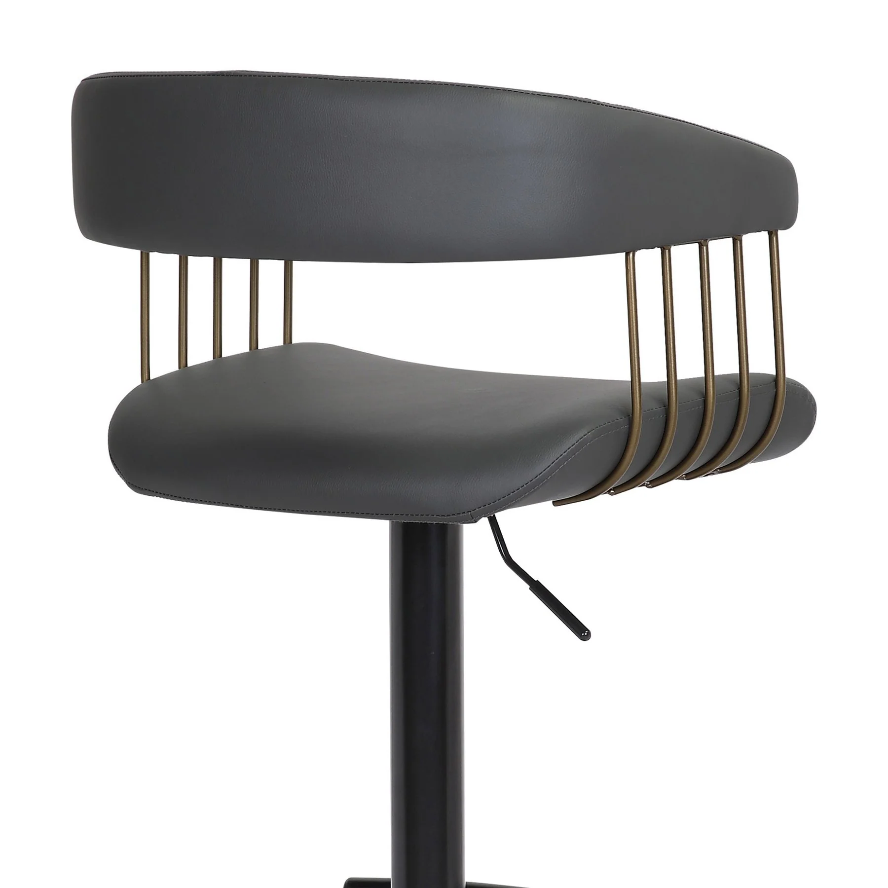 Calista Adjustable Bar Stool in Black Faux Leather with Golden Bronze and Black Metal - Image 7