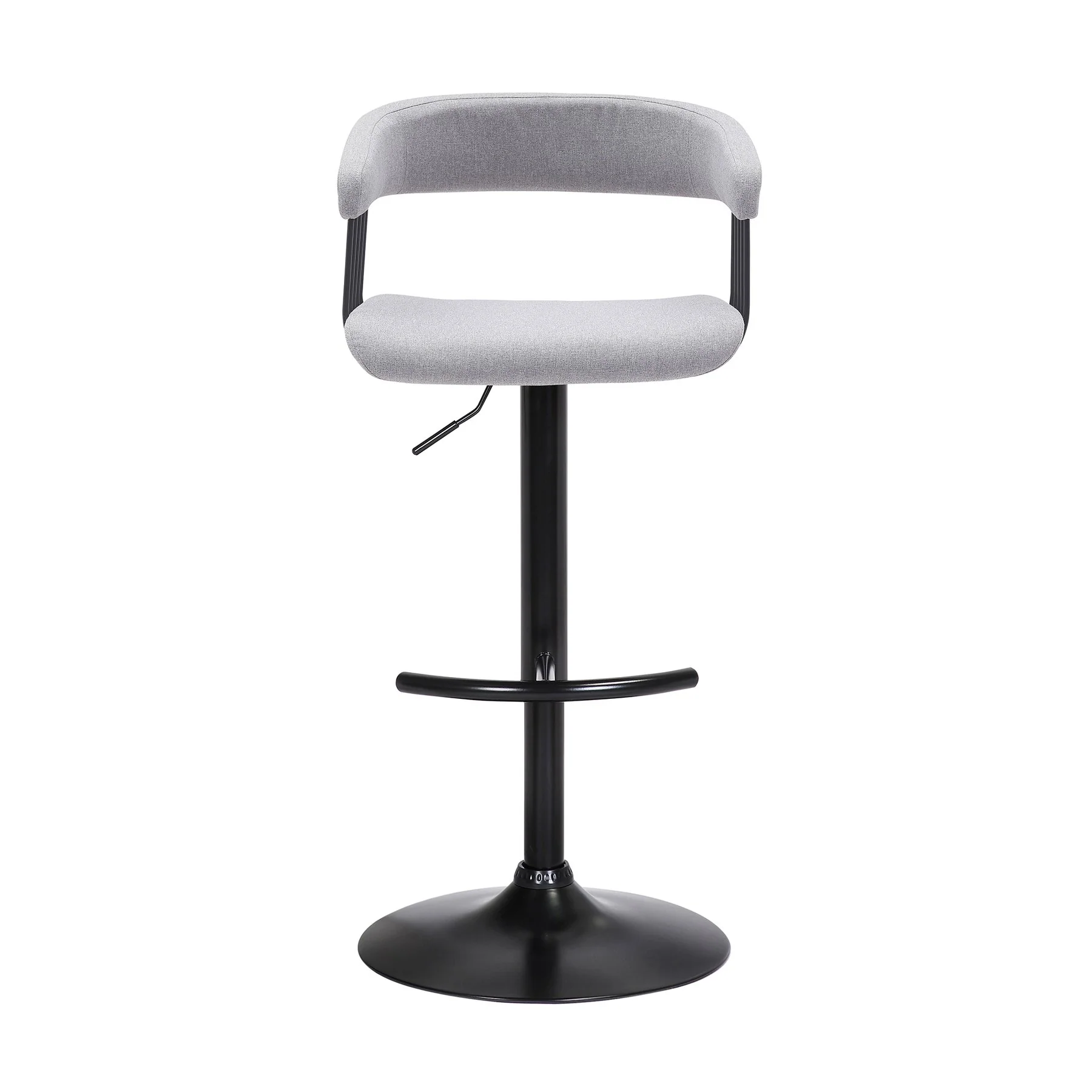 Calista Adjustable Bar Stool in Light Gray Fabric with Black Metal - Image 2