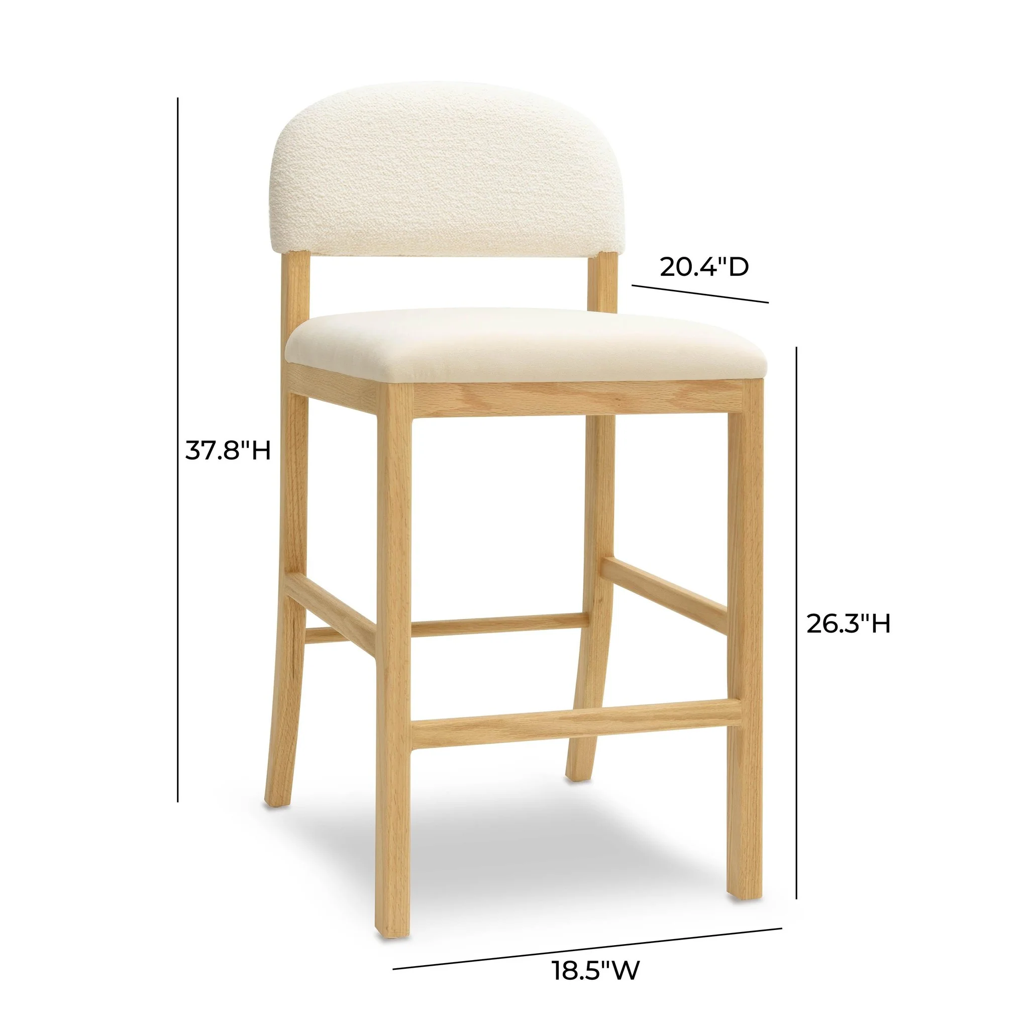 Calla Cream Performance Velvet Counter Stool - Image 6