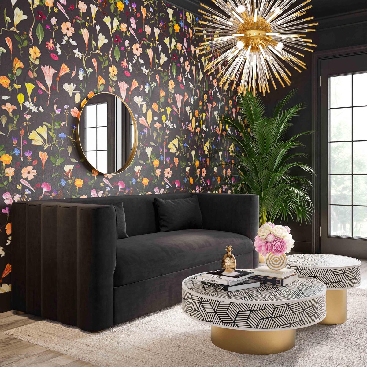 Callie Black Velvet Sectional - LAF - Image 2