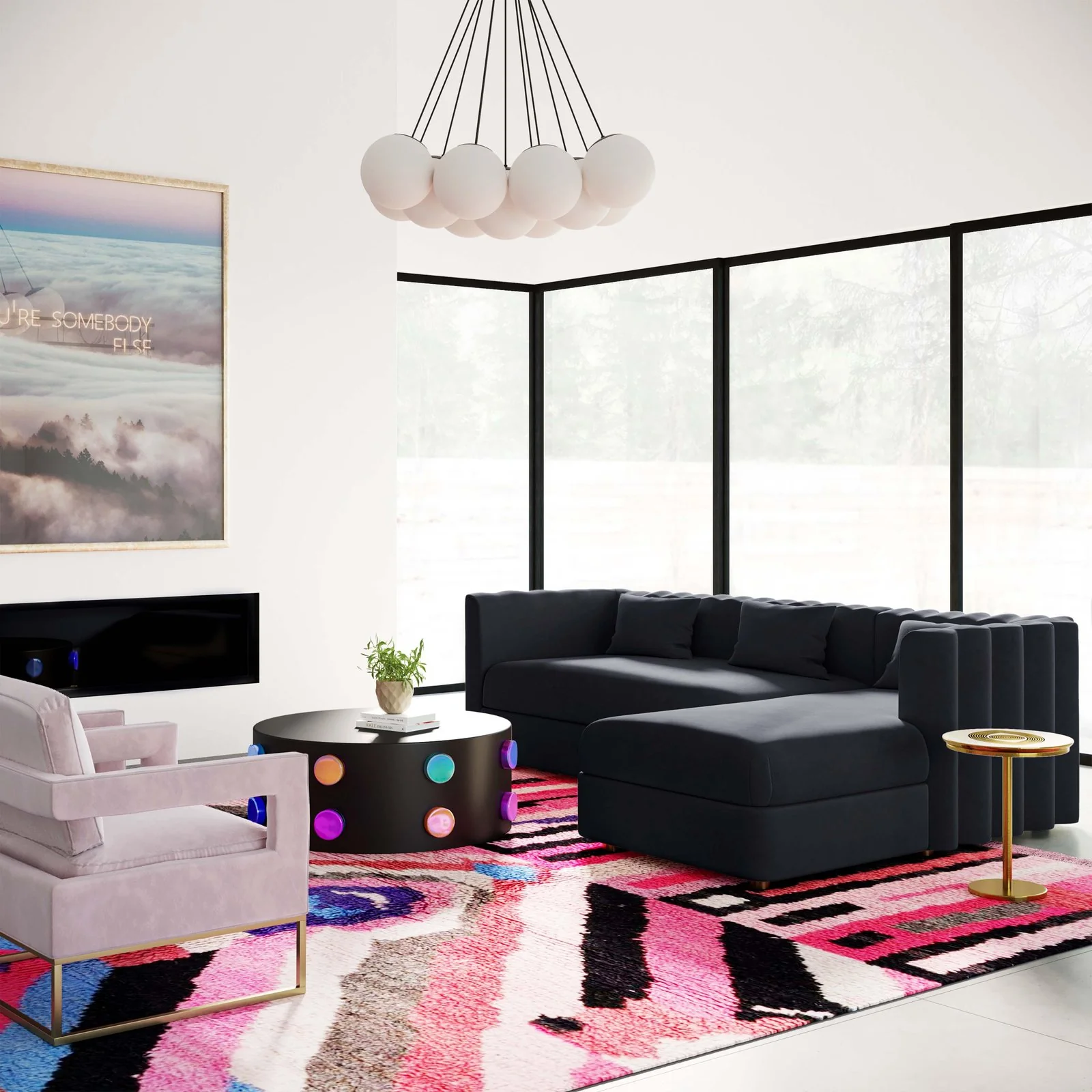 Callie Black Velvet Sectional - RAF - Image 2