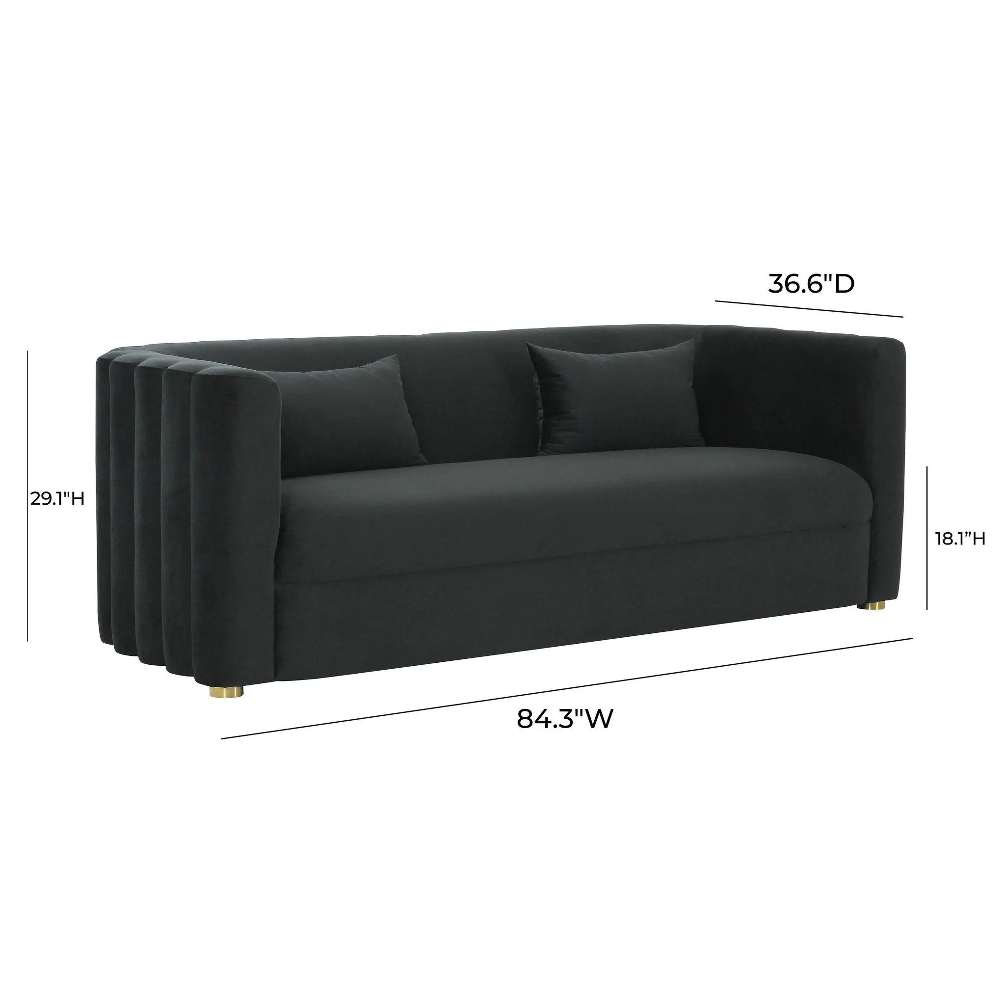 Callie Black Velvet Sofa - Image 6