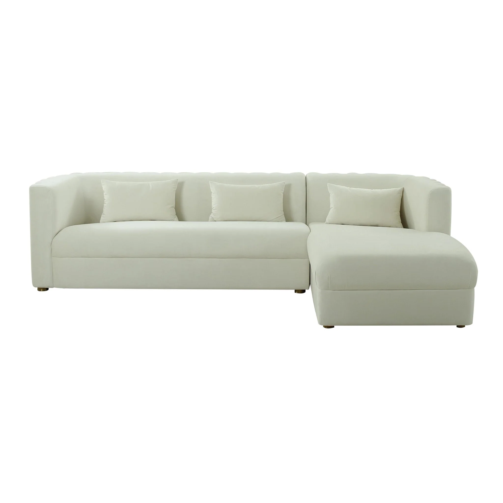 Callie Cream Velvet Sectional - RAF - Image 3