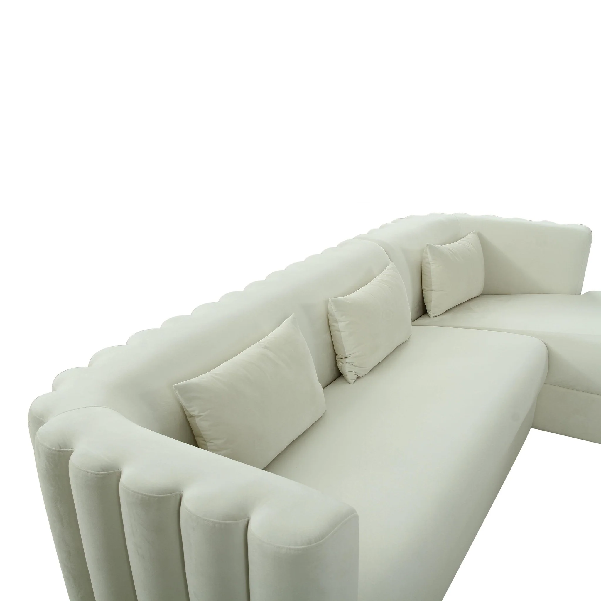 Callie Cream Velvet Sectional - RAF - Image 5