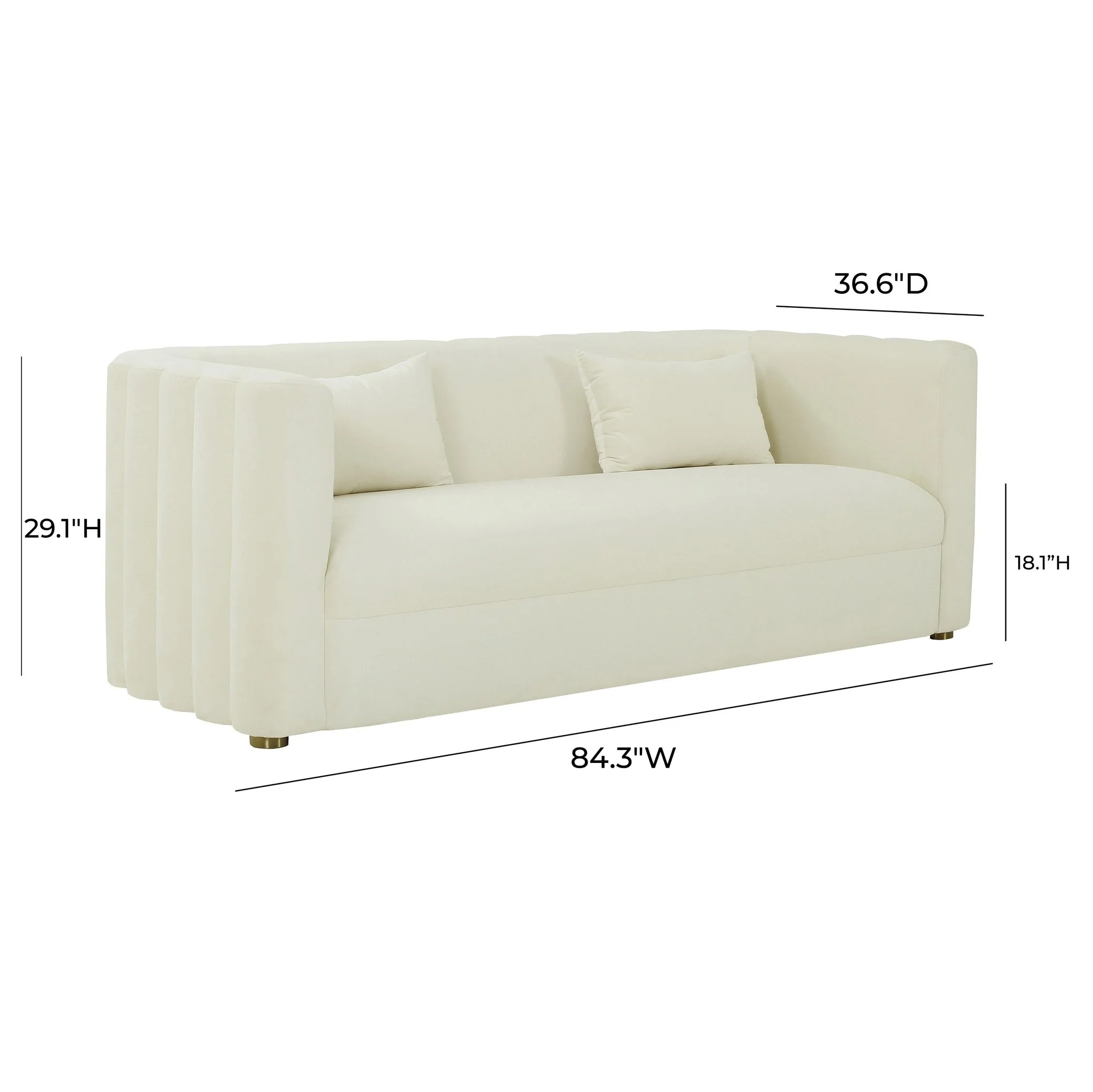 Callie Cream Velvet Sofa - Image 6