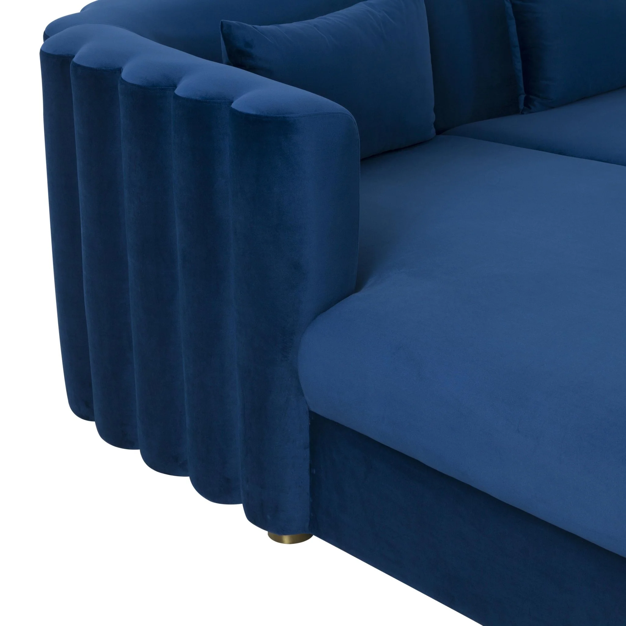 Callie Navy Velvet Sectional - LAF - Image 6