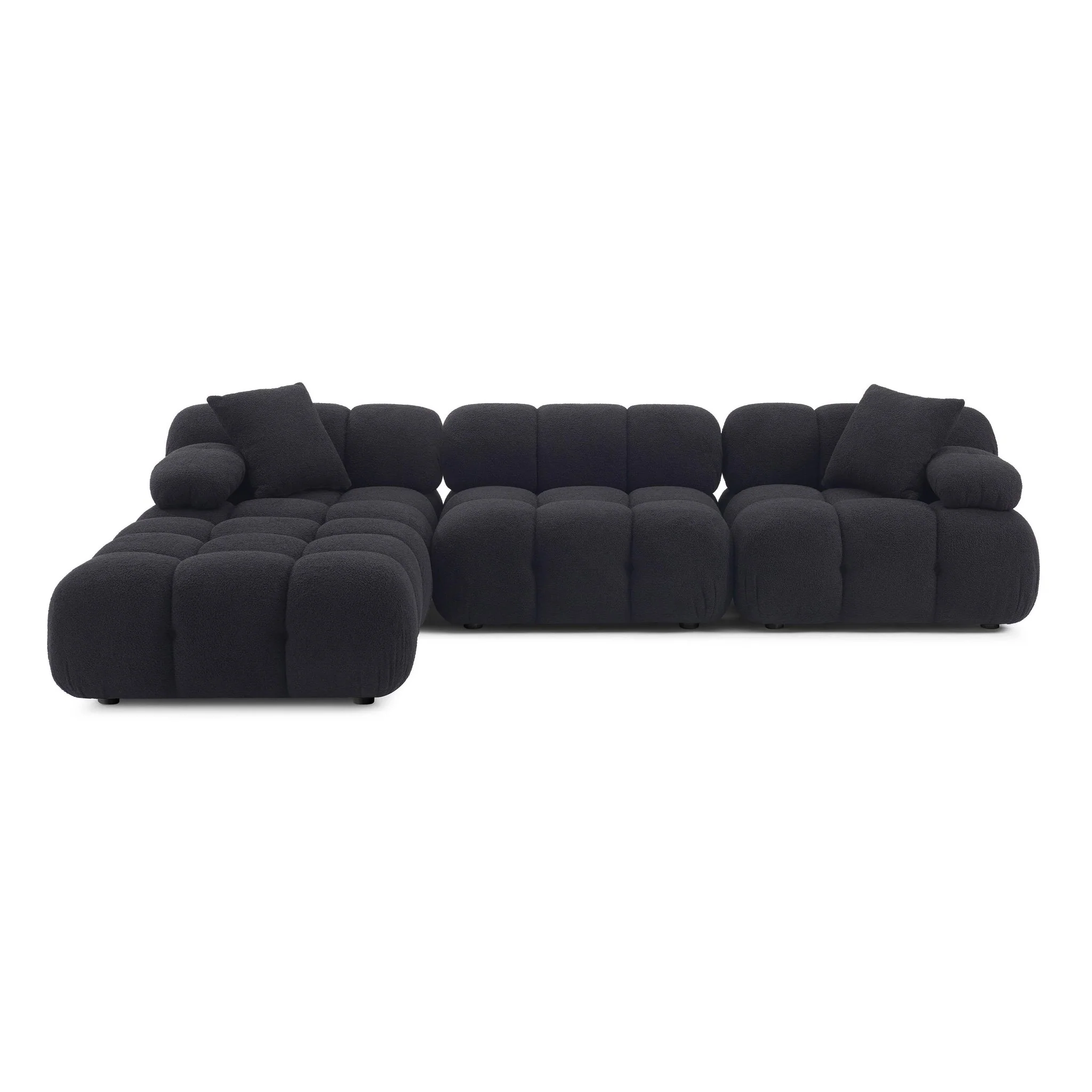 Calliope Black Vegan Shearling 4-piece Modular Sectional - Image 4