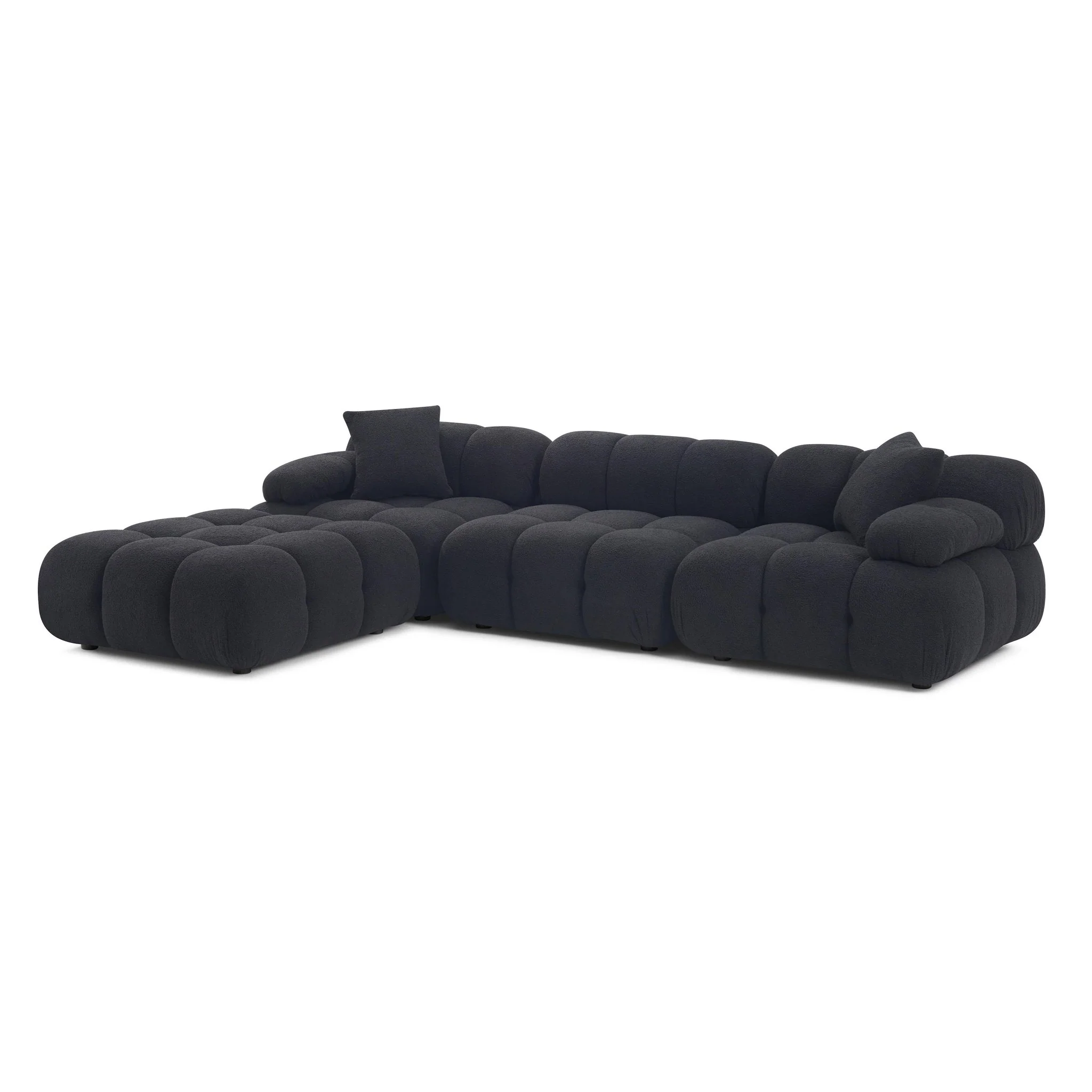 Calliope Black Vegan Shearling 4-piece Modular Sectional - Image 5