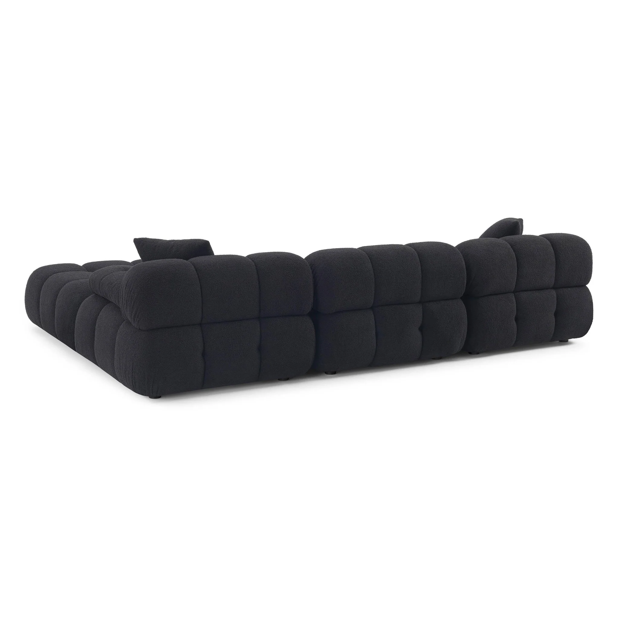 Calliope Black Vegan Shearling 4-piece Modular Sectional - Image 6