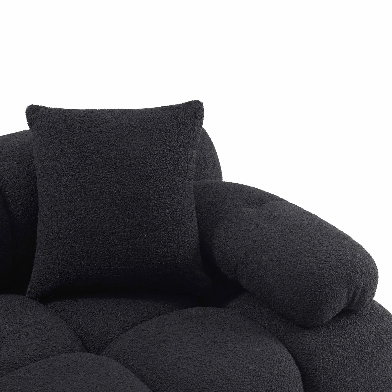 Calliope Black Vegan Shearling 4-piece Modular Sectional - Image 8