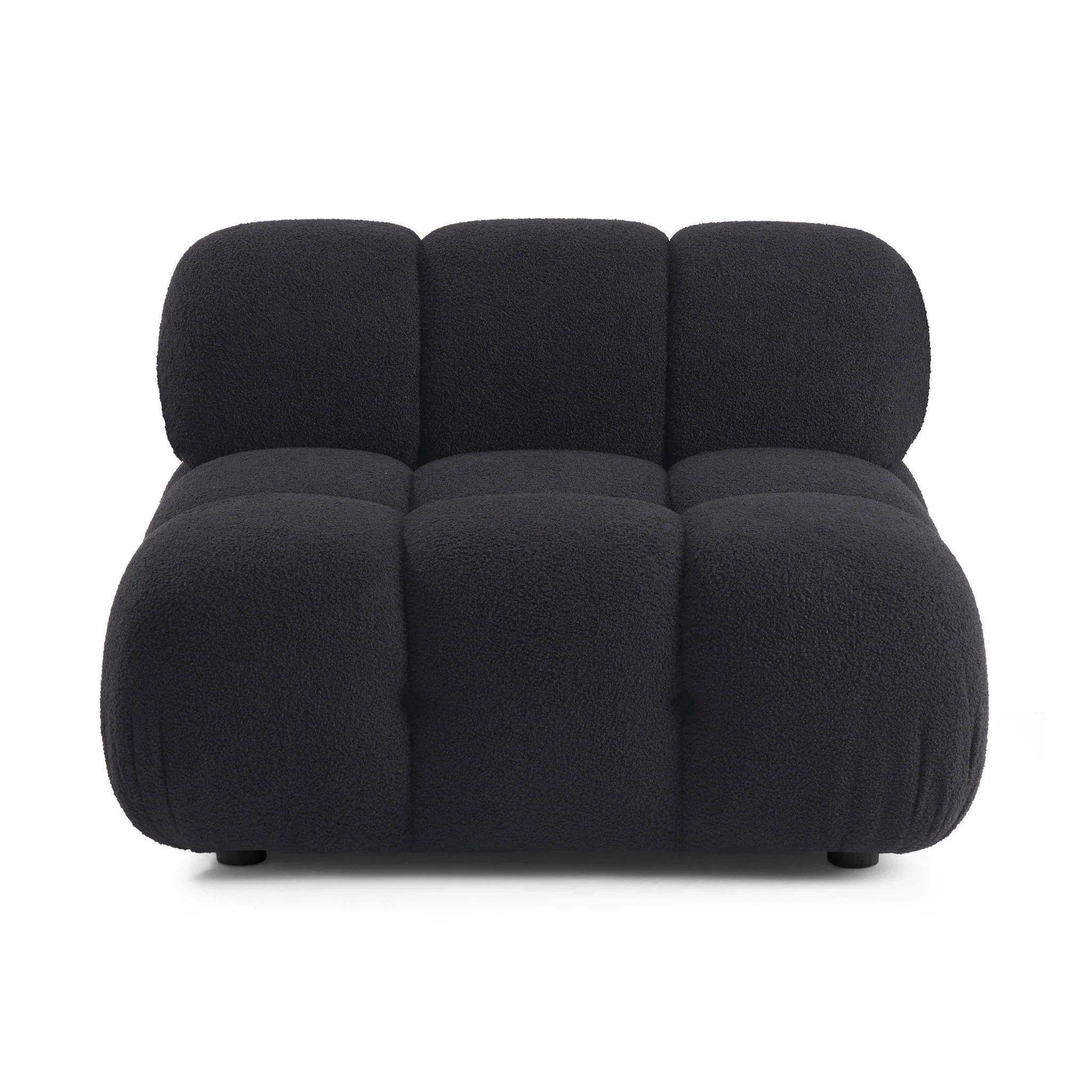 Calliope Black Vegan Shearling Modular Armless Chair - Image 3