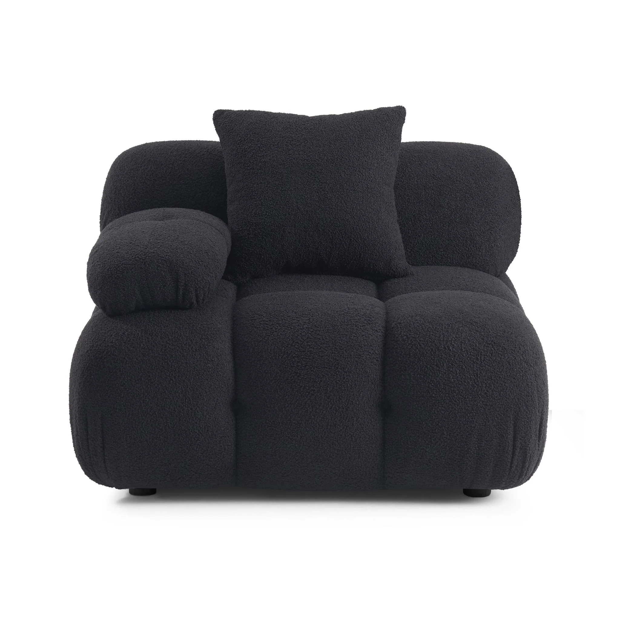 Calliope Black Vegan Shearling Modular Corner Chair - Image 3