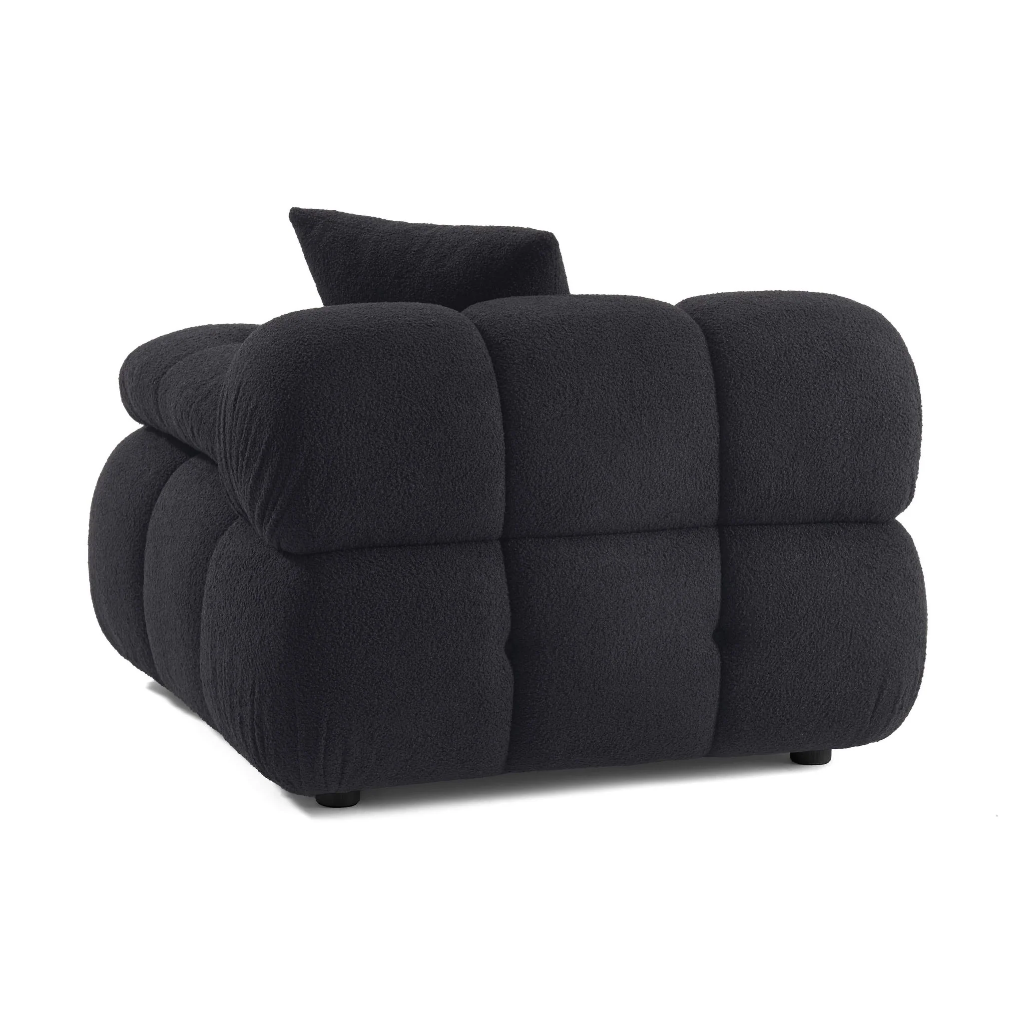 Calliope Black Vegan Shearling Modular Corner Chair - Image 4