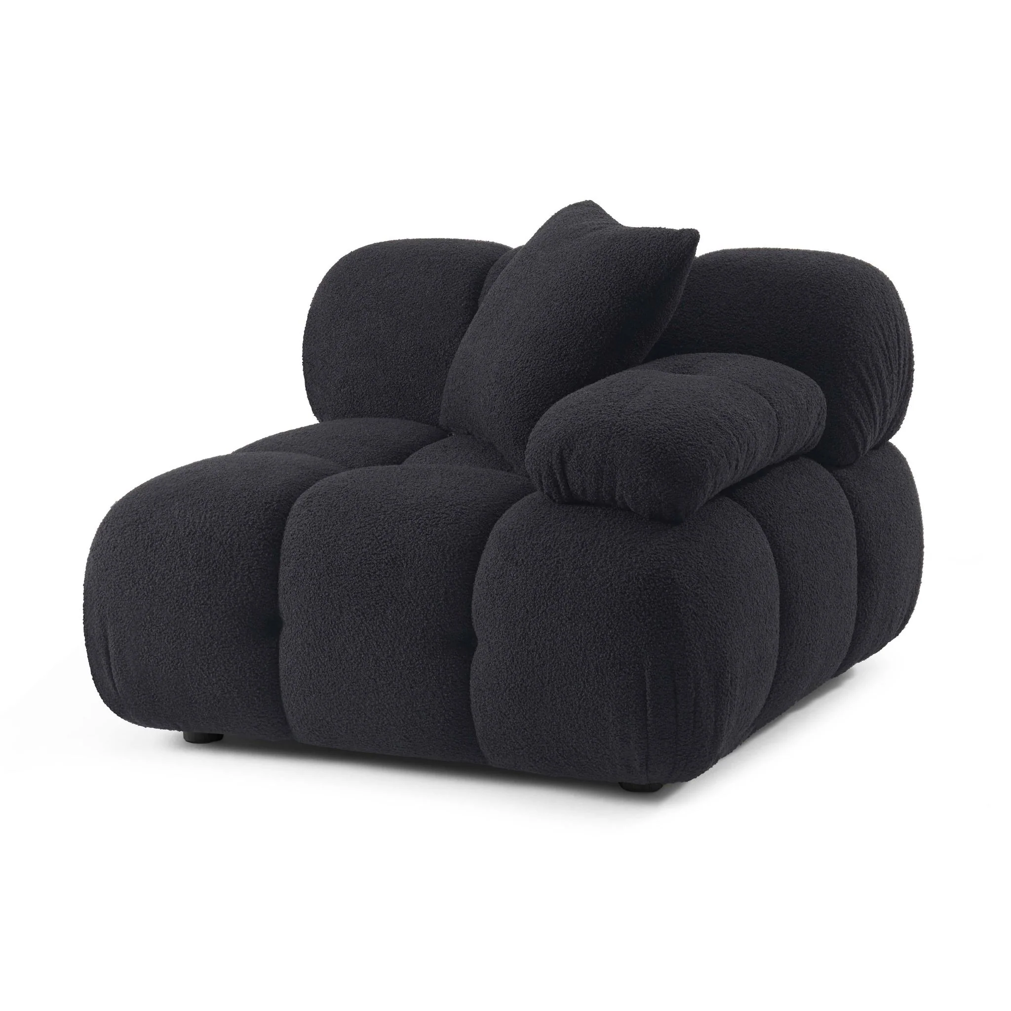 Calliope Black Vegan Shearling Modular Corner Chair - Image 5