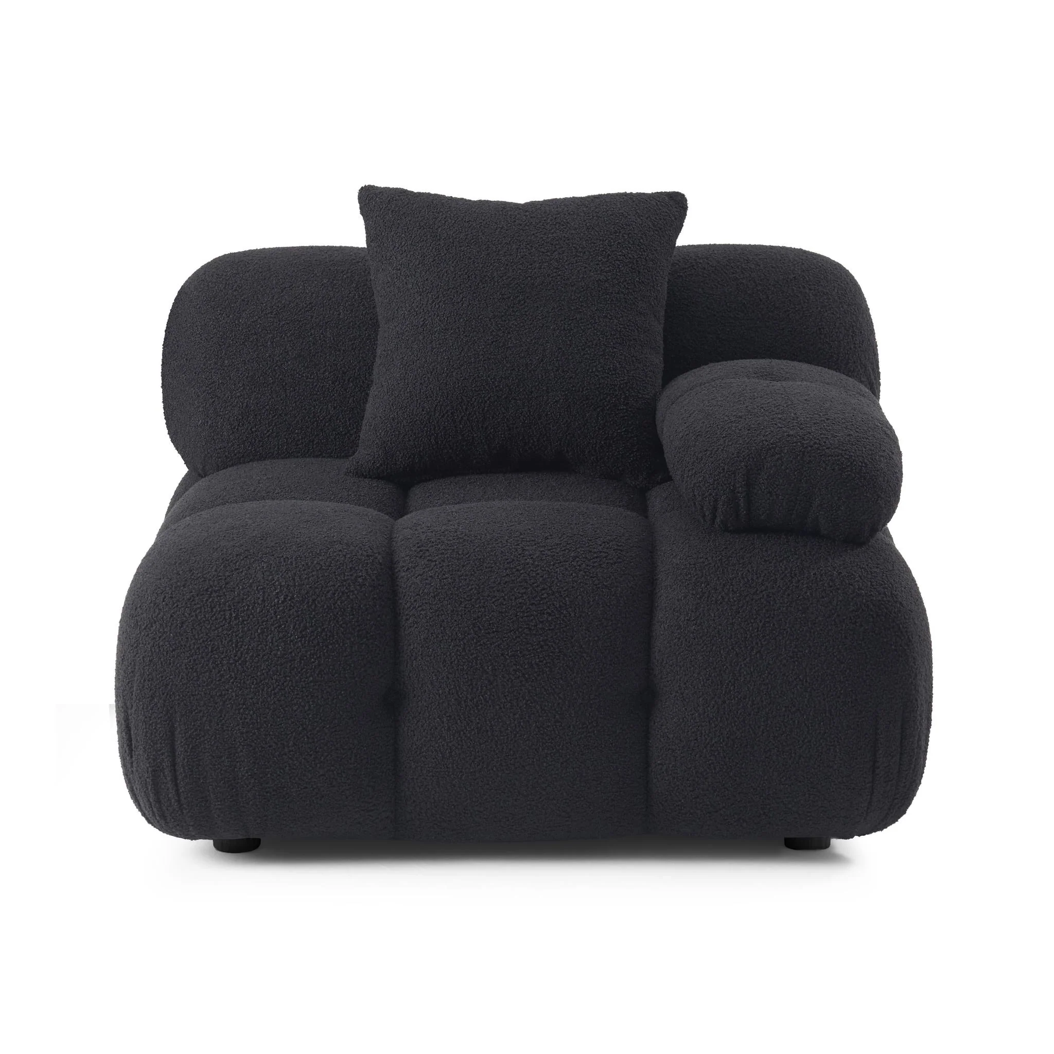 Calliope Black Vegan Shearling Modular Corner Chair - Image 6
