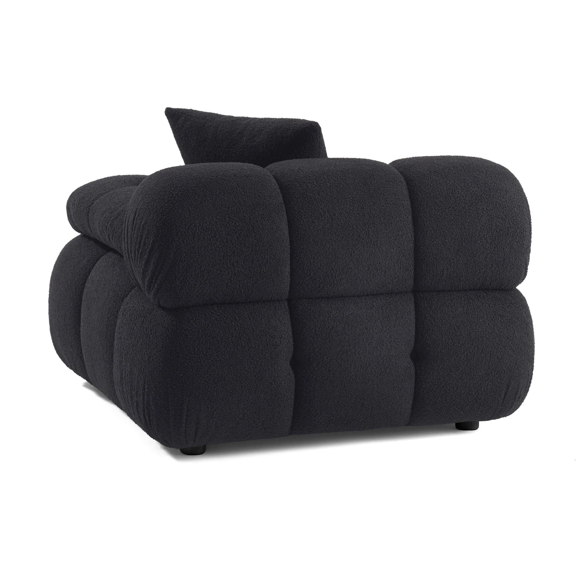 Calliope Black Vegan Shearling Modular Corner Chair - Image 7