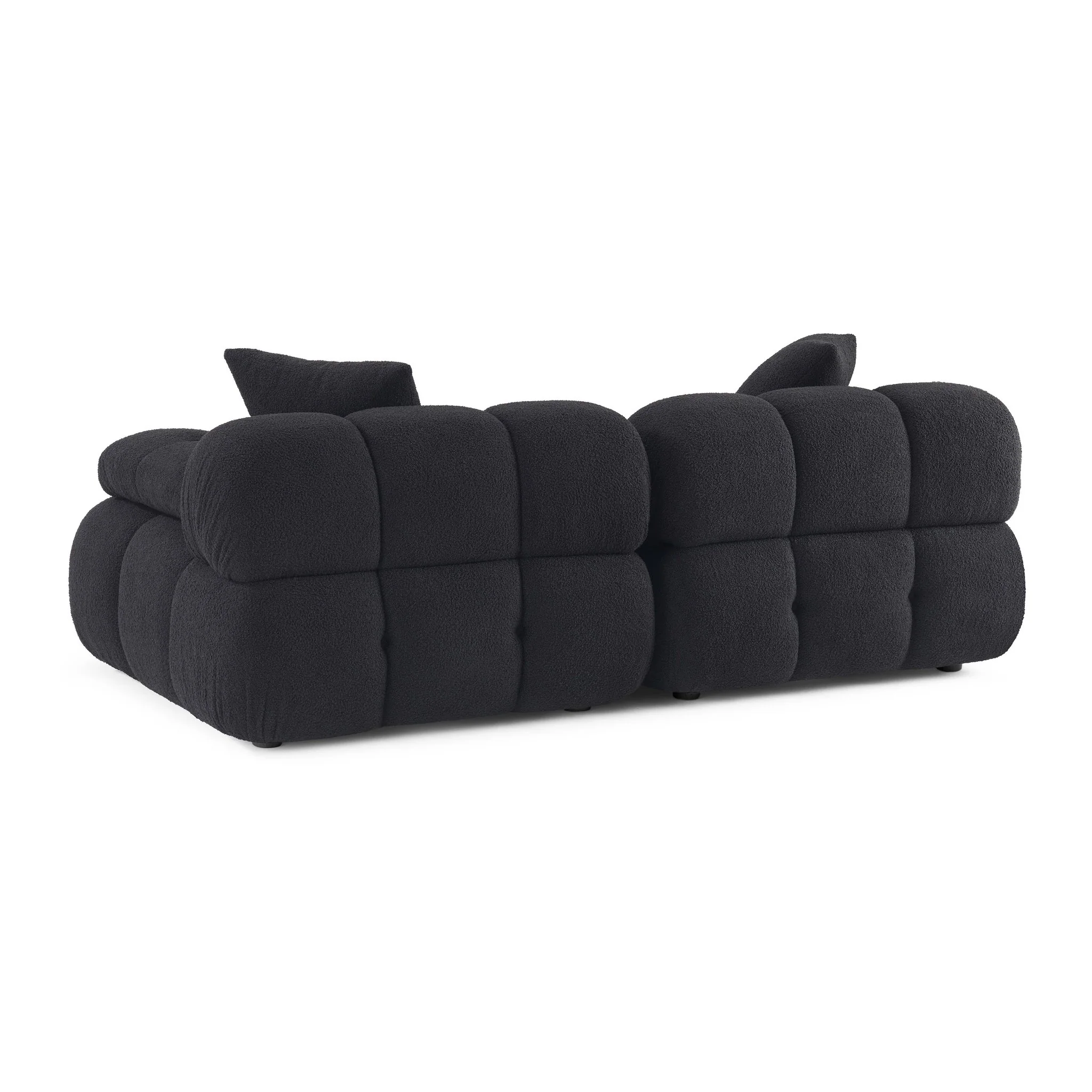 Calliope Black Vegan Shearling Modular Loveseat - Image 4
