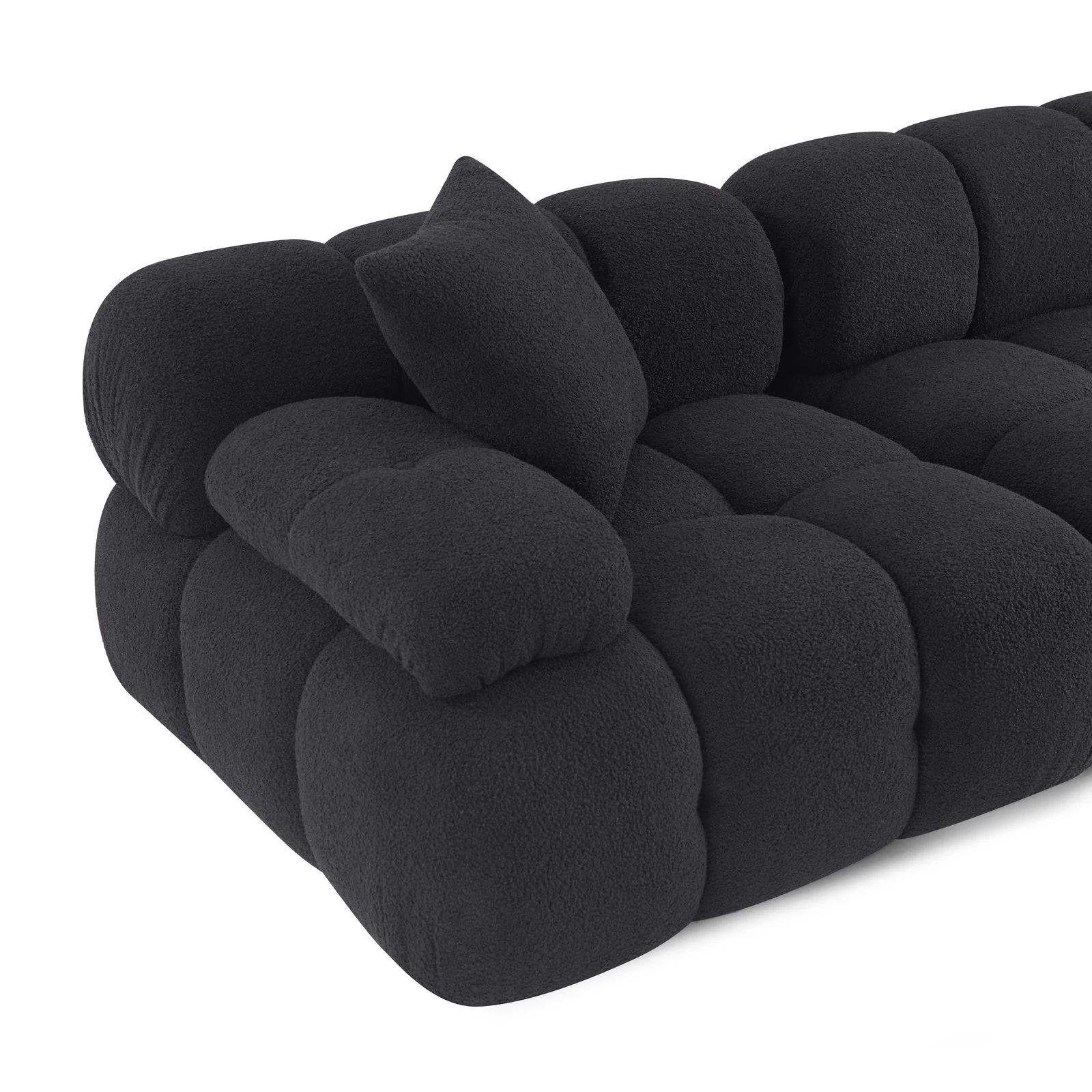 Calliope Black Vegan Shearling Modular Loveseat - Image 5