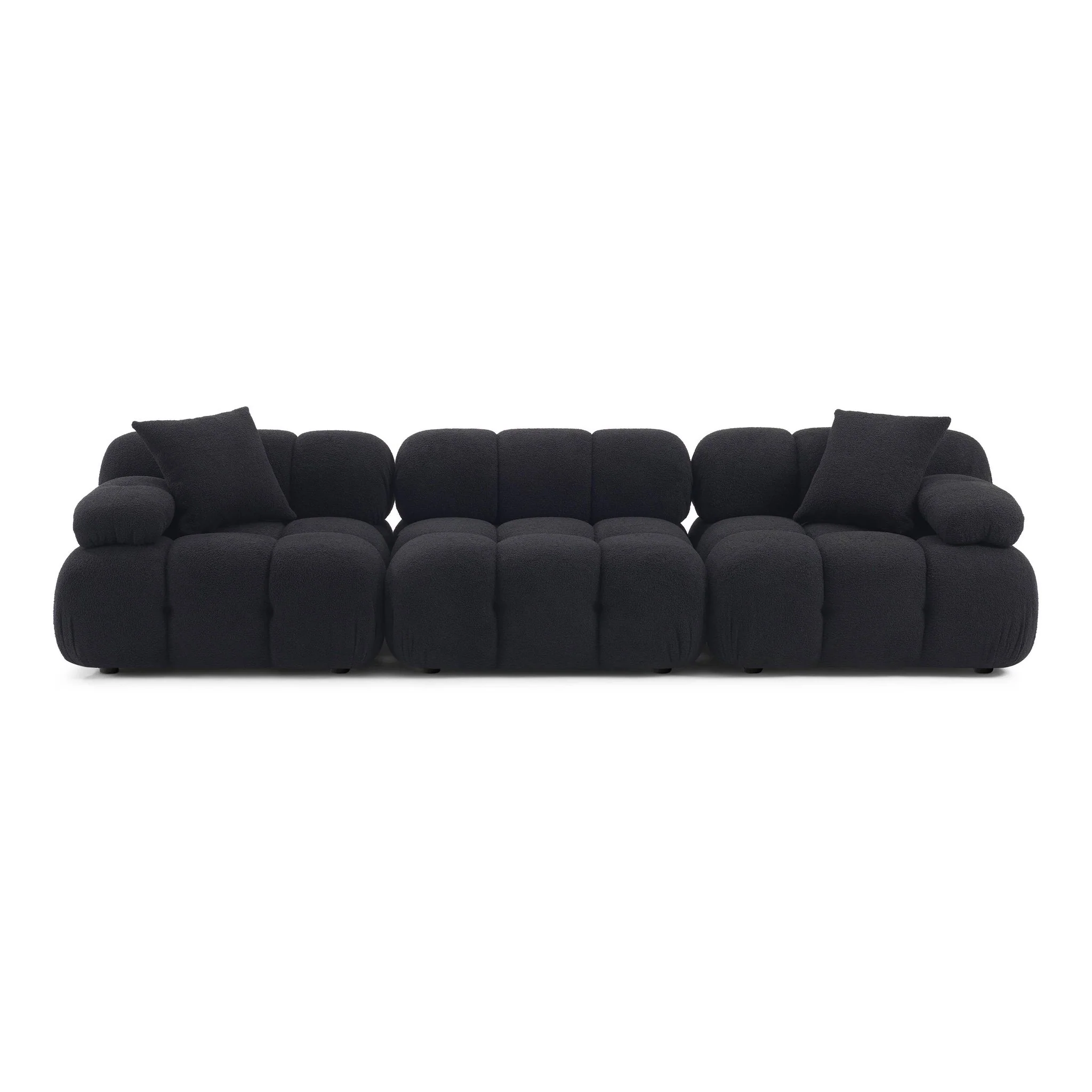 Calliope Black Vegan Shearling Modular Sofa - Image 3