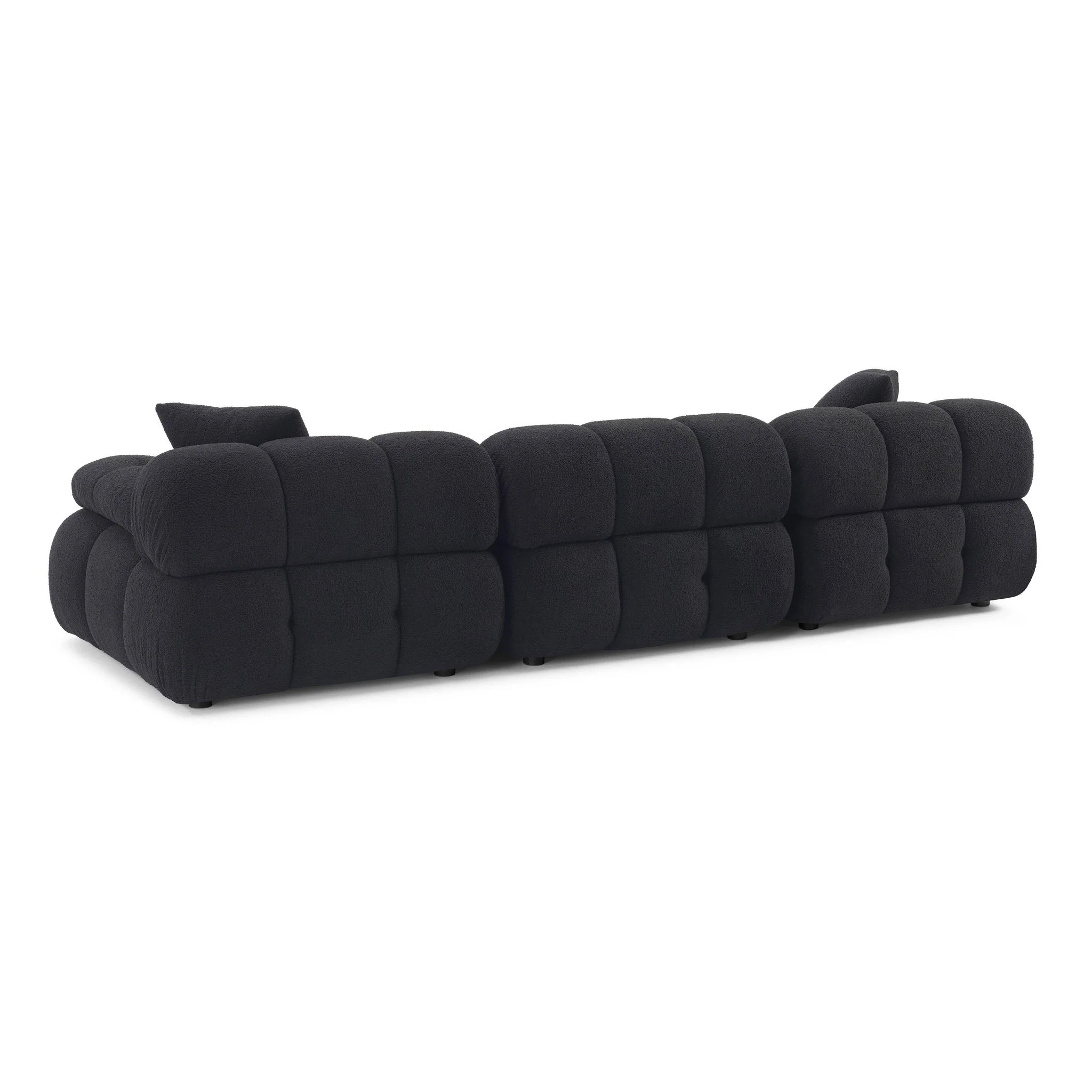 Calliope Black Vegan Shearling Modular Sofa - Image 4