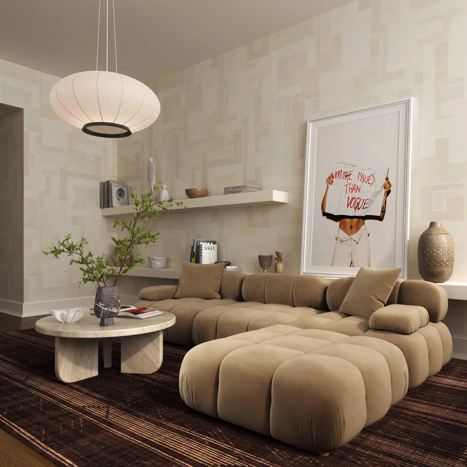 Calliope Cafe Au Lait Performance Velvet 4-piece Modular Sectional - Image 2