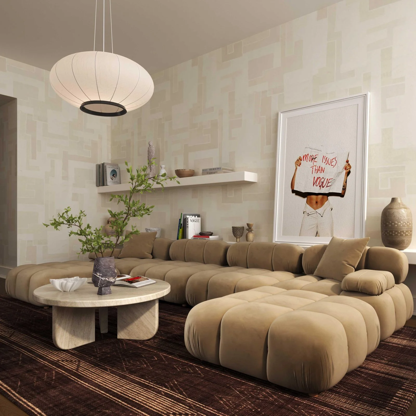 Calliope Cafe Au Lait Performance Velvet 6-piece Modular U-Sectional - Image 2